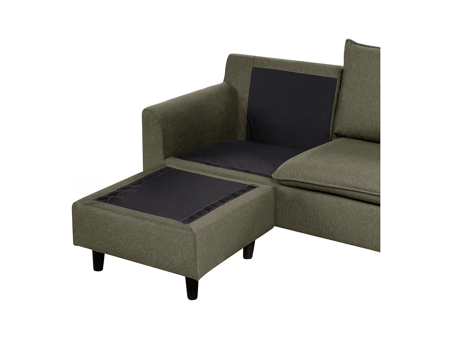 Canapé d'Angle à gauche Moderne en Tissu avec Pieds en Bois Massif Polyester Vert Foncé Elvenes