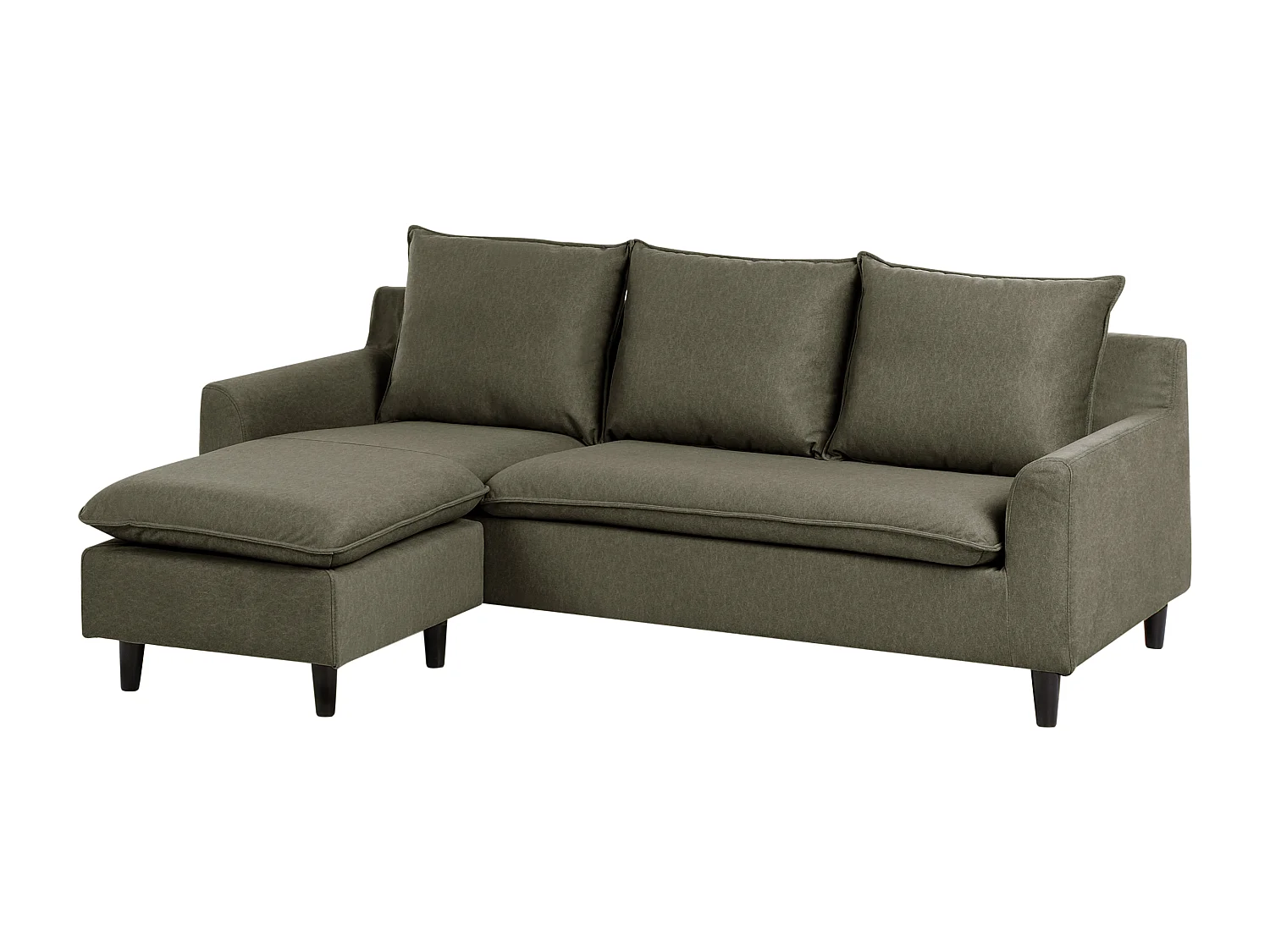 Canapé d'Angle à gauche Moderne en Tissu avec Pieds en Bois Massif Polyester Vert Foncé Elvenes