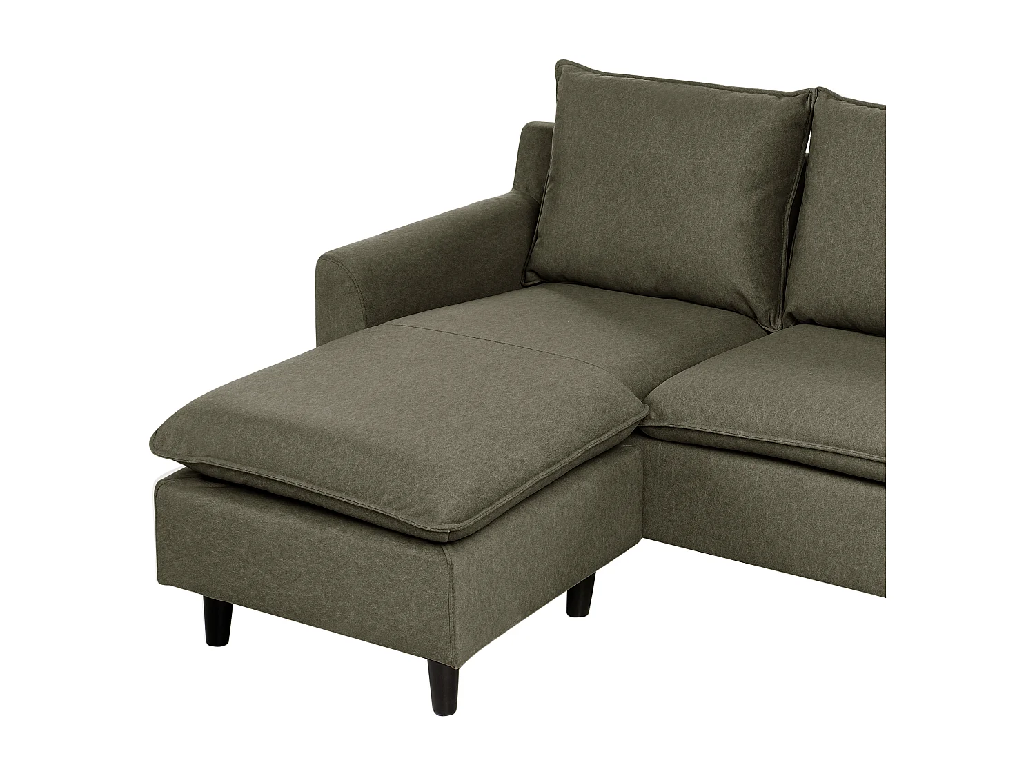 Canapé d'Angle à Droite Moderne en Tissu avec Pieds en Bois Massif Polyester Vert Foncé Elvenes