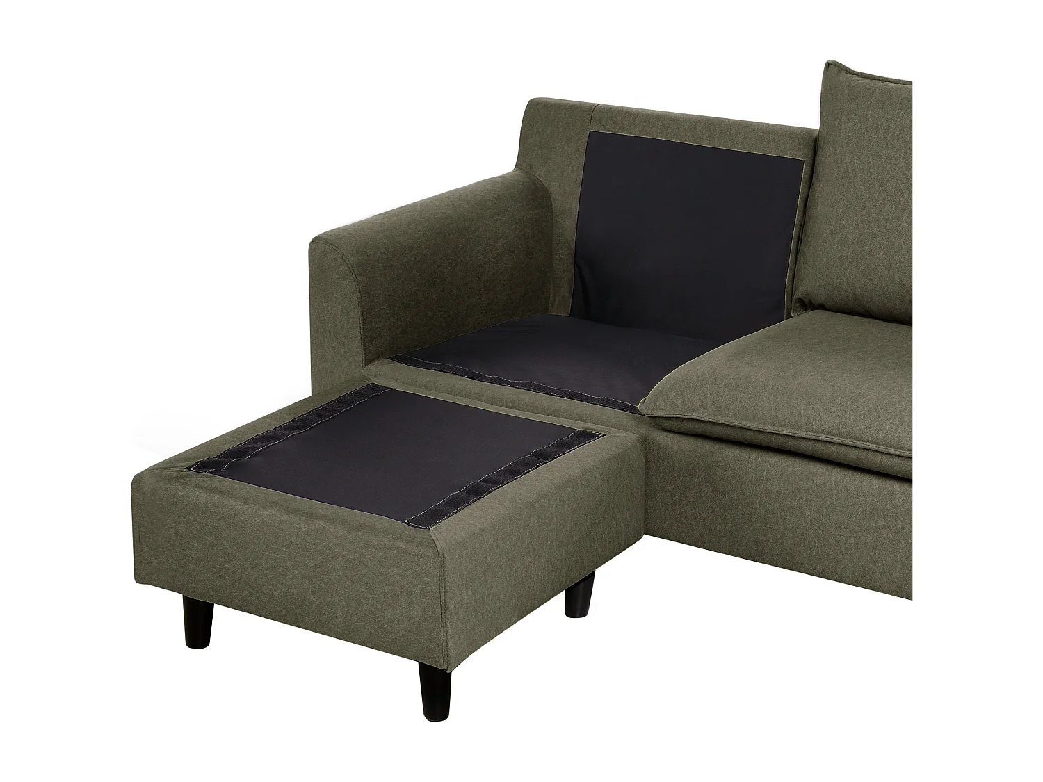 Canapé d'Angle à Droite Moderne en Tissu avec Pieds en Bois Massif Polyester Vert Foncé Elvenes