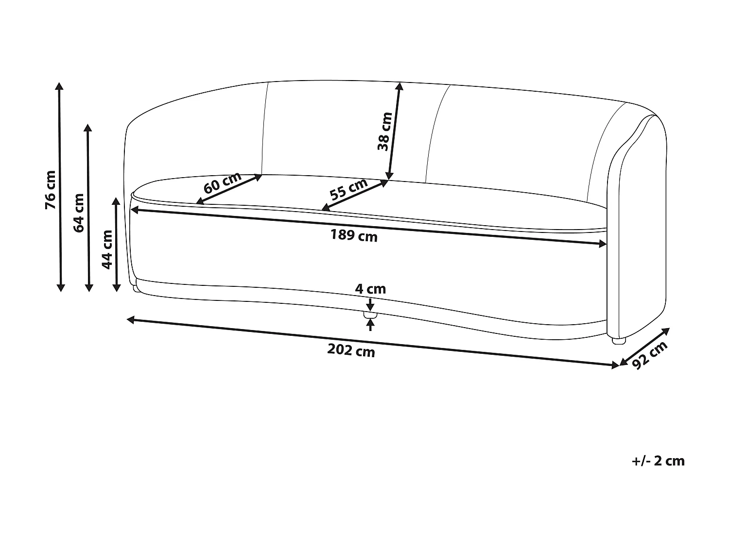 Sofa Stoff grau 3-Sitzer gebogene Form modernes Design zwei Stoffe Roset