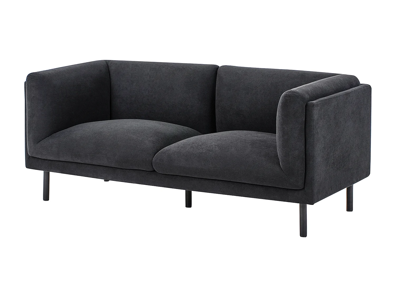 Sofa Stoff schwarz 2-Sitzer gepolstert schwarze Beine Vorgod