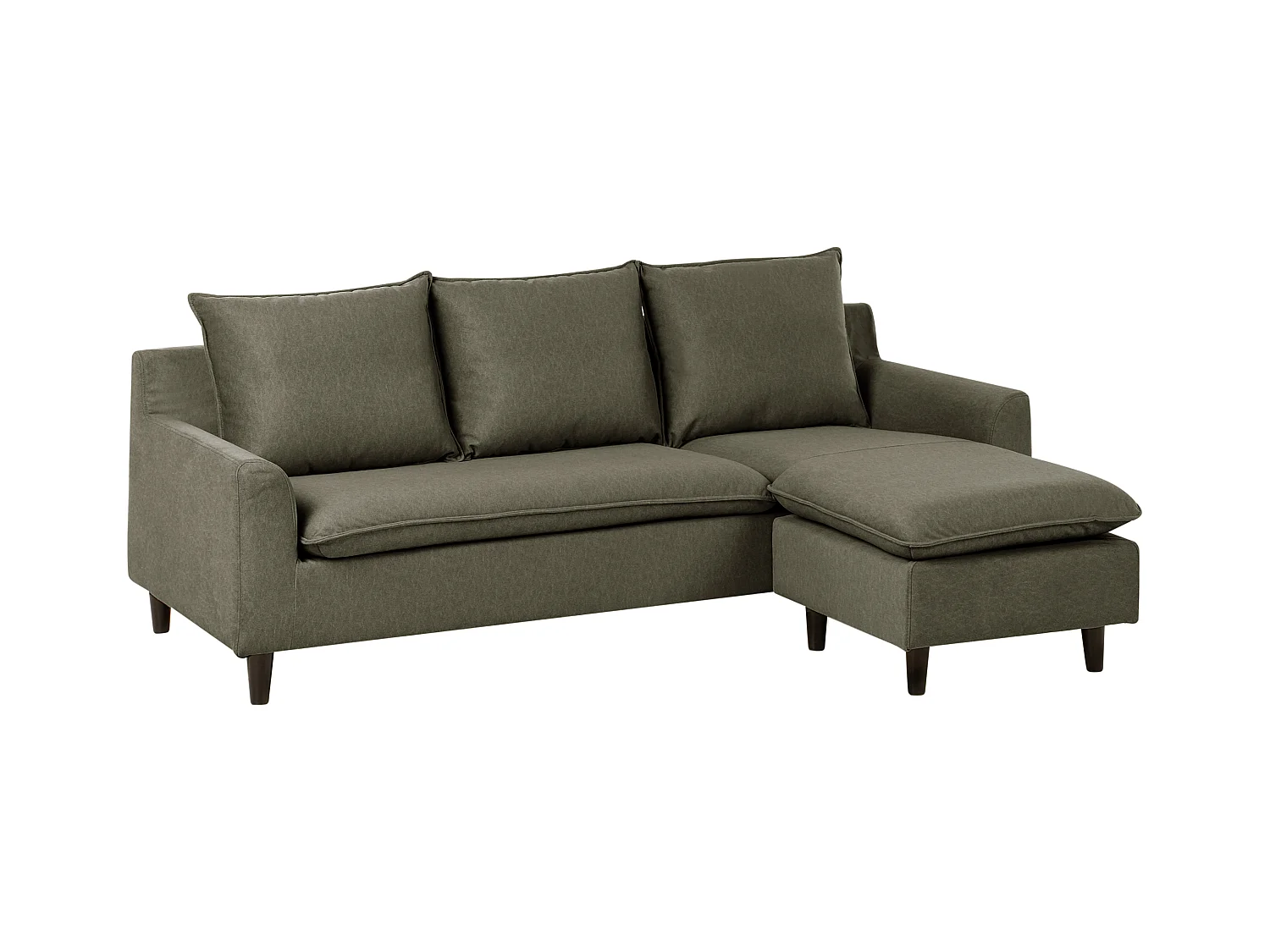 Canapé d'Angle à droite Moderne en Tissu avec Pieds en Bois Massif Polyester Vert Foncé Elvenes