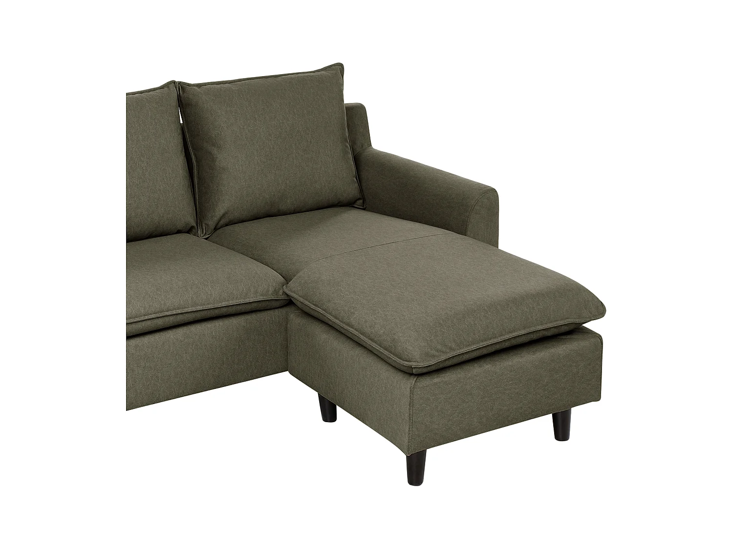 Canapé d'Angle à droite Moderne en Tissu avec Pieds en Bois Massif Polyester Vert Foncé Elvenes