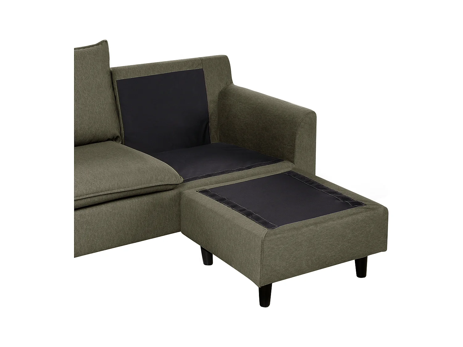 Canapé d'Angle à droite Moderne en Tissu avec Pieds en Bois Massif Polyester Vert Foncé Elvenes