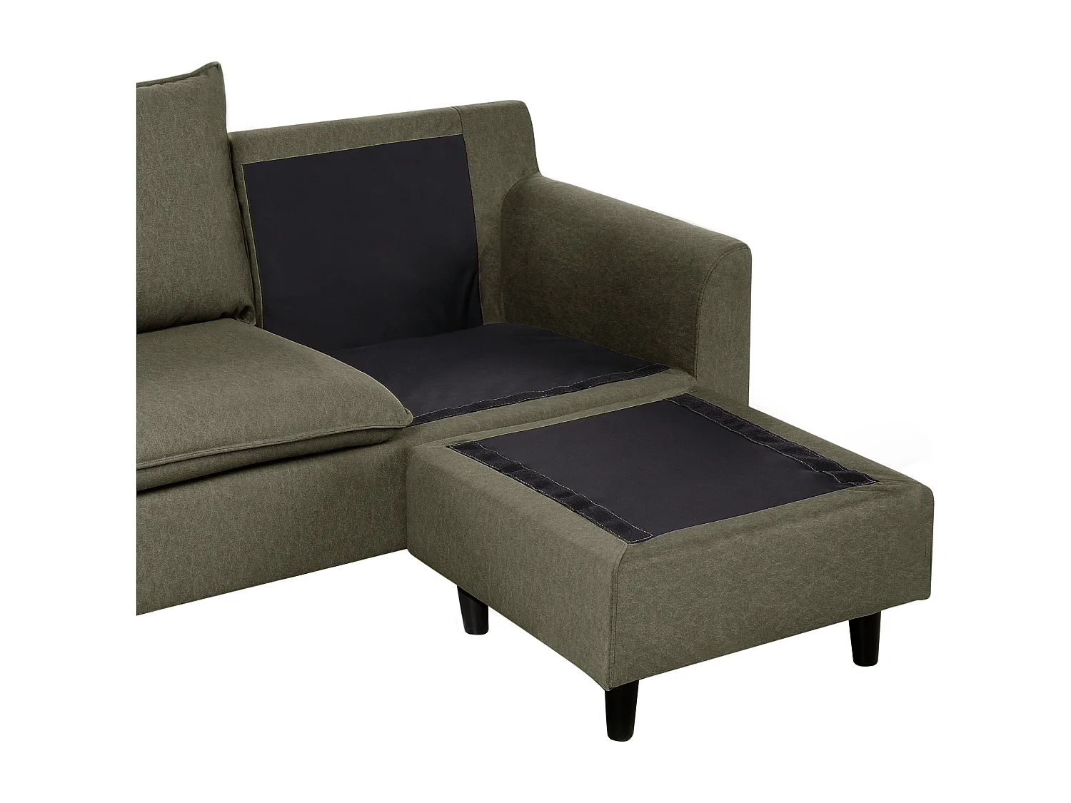 Canapé d'Angle à Gauche Moderne en Tissu avec Pieds en Bois Massif Polyester Vert Foncé Elvenes