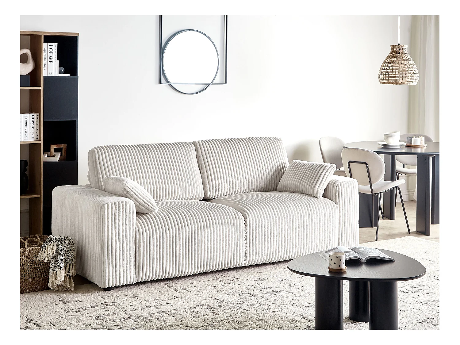 3 places SANDORA Velours côtelé Blanc cassé