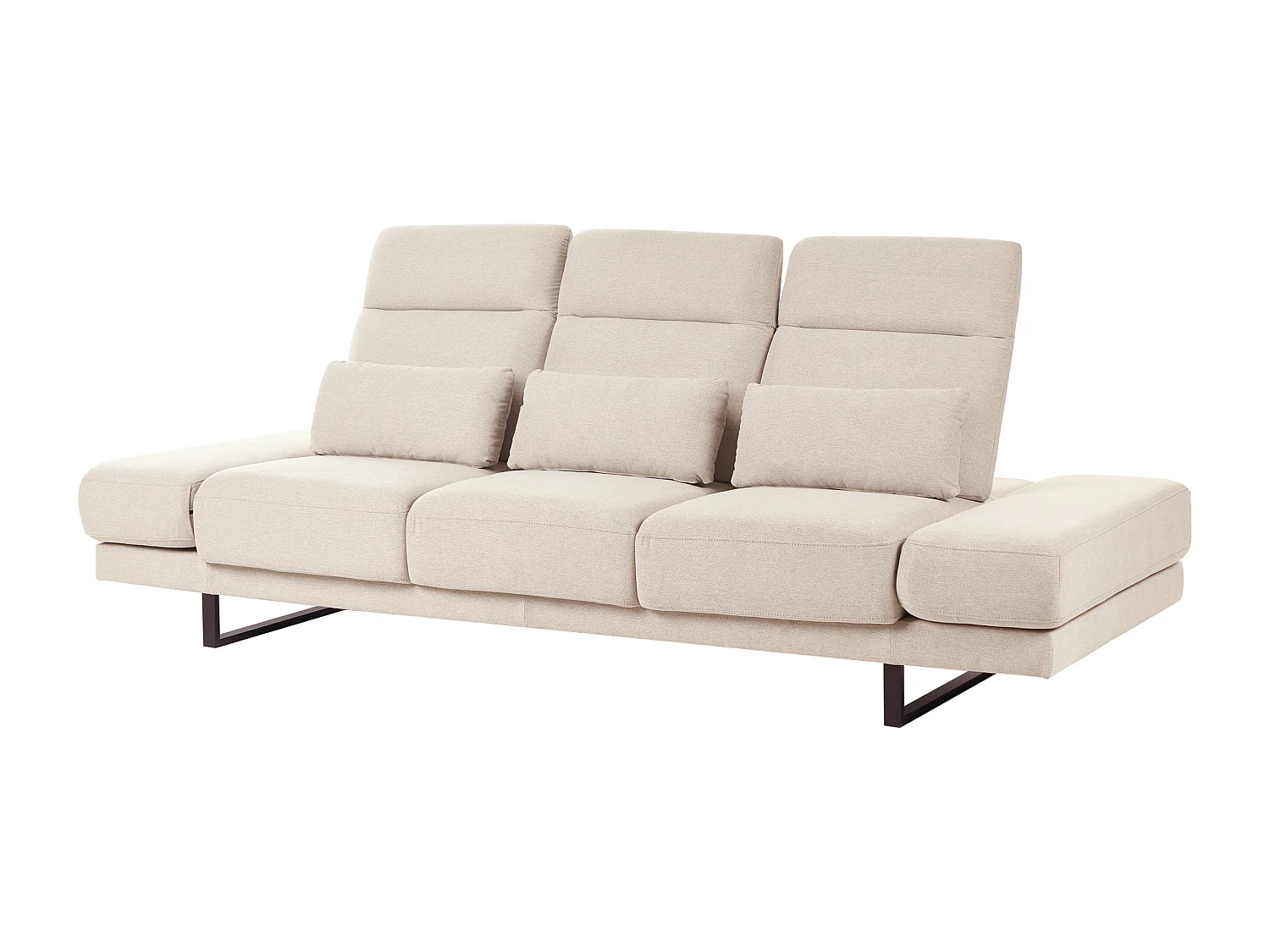 3-Sitzer Sofa Stoff beige mit verstellbarer Sitztiefe Armlehnen 3 Kissen Ikast