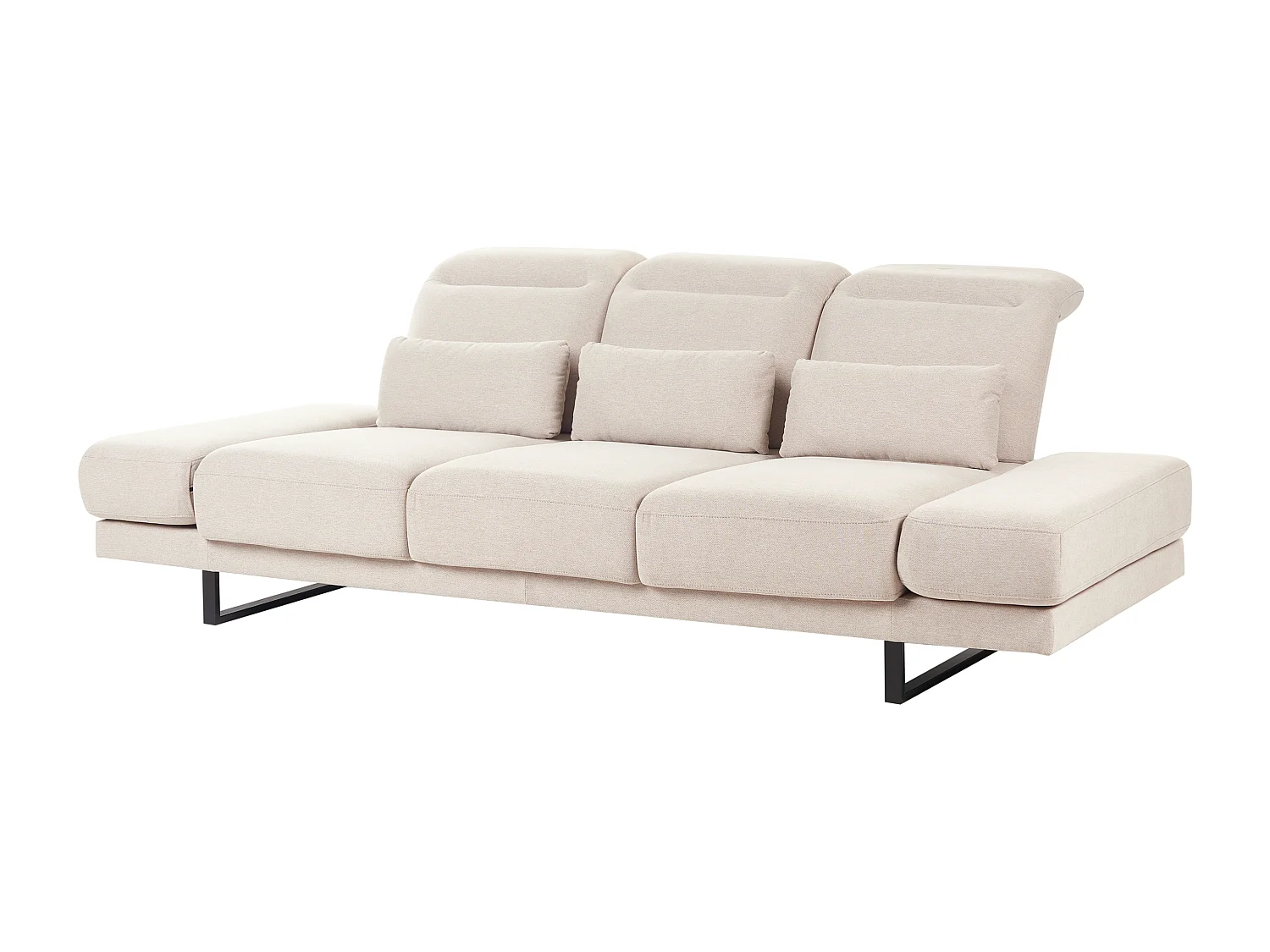 3-Sitzer Sofa Stoff beige mit verstellbarer Sitztiefe Armlehnen 3 Kissen Ikast