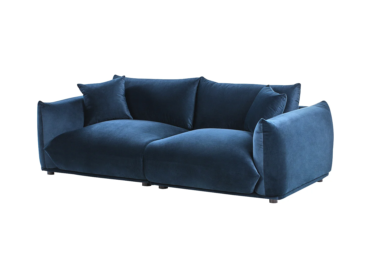 Sofa LUVOS Welur Ciemnoniebieski dla 3 osób