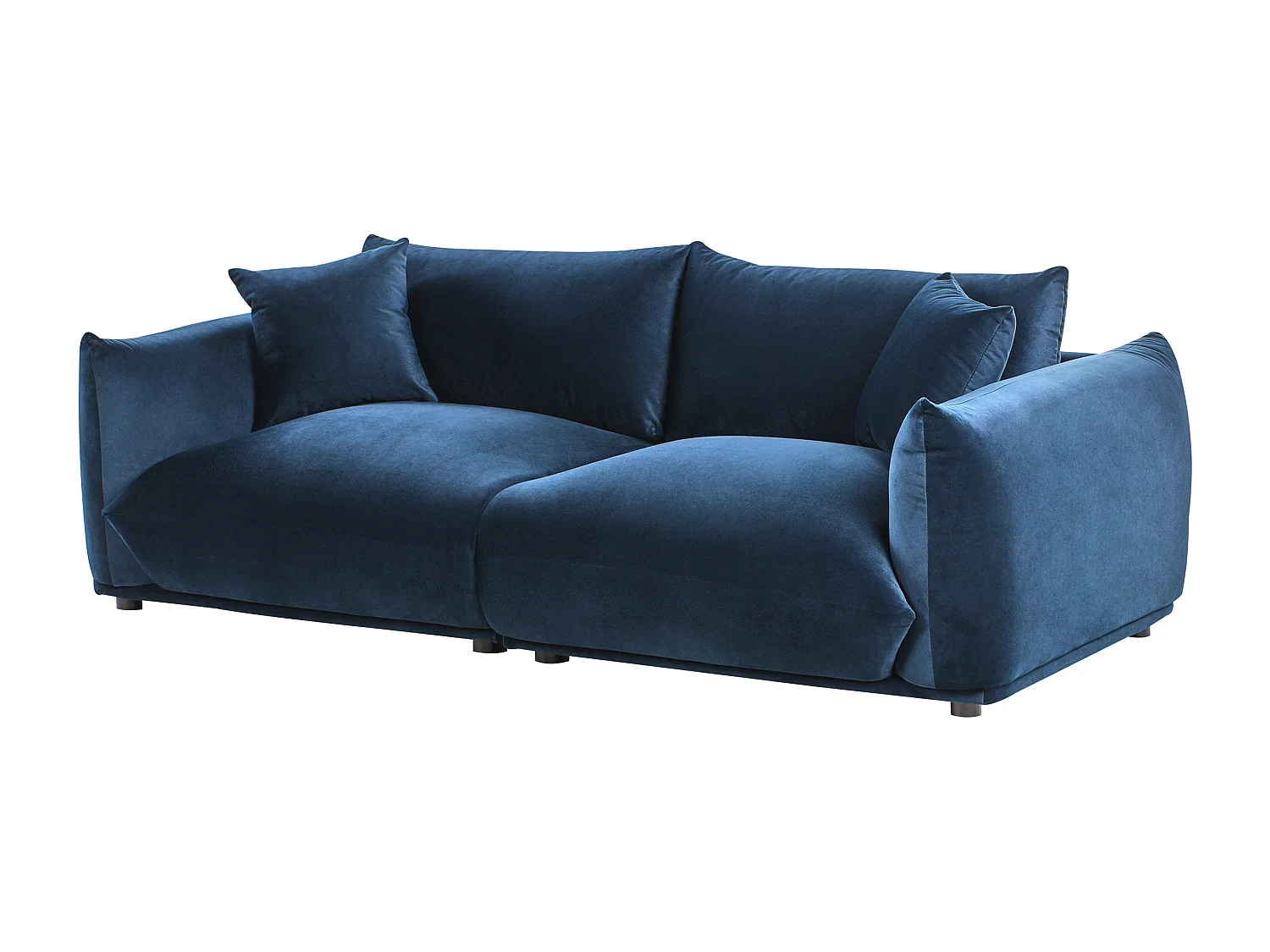Sofa Samt dunkel blau für 3 Personen mit Kissen gepolstert Luvos
