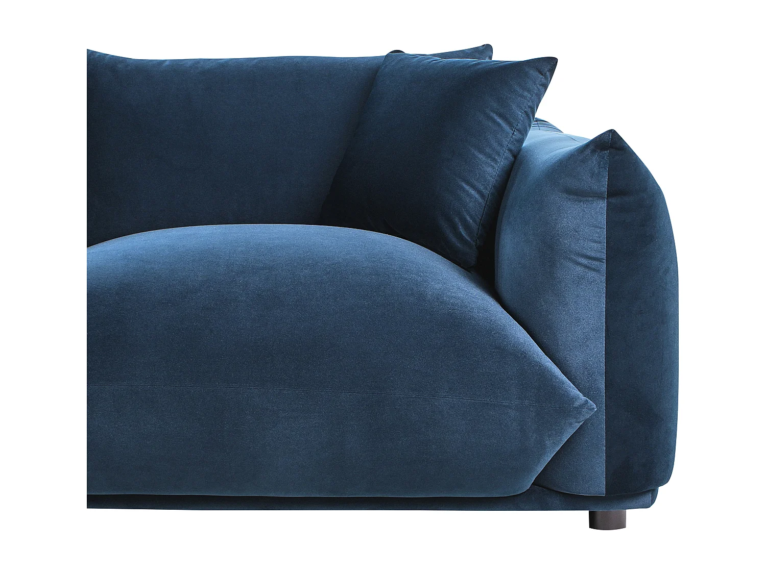 Sofa Samt dunkel blau für 3 Personen mit Kissen gepolstert Luvos