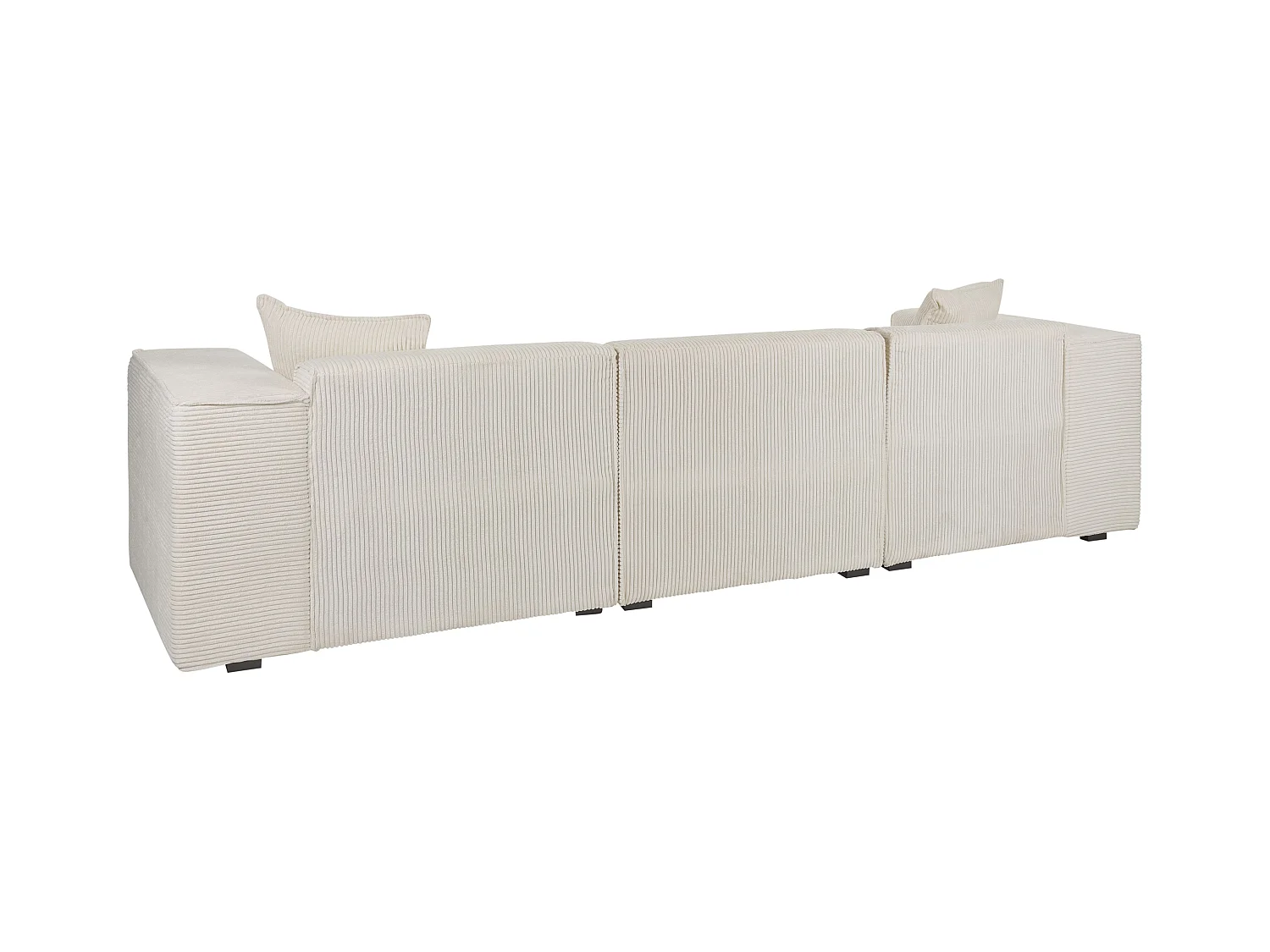 Canapé d'angle 3 places DOLVA Velours côtelé Blanc cassé Côté droit