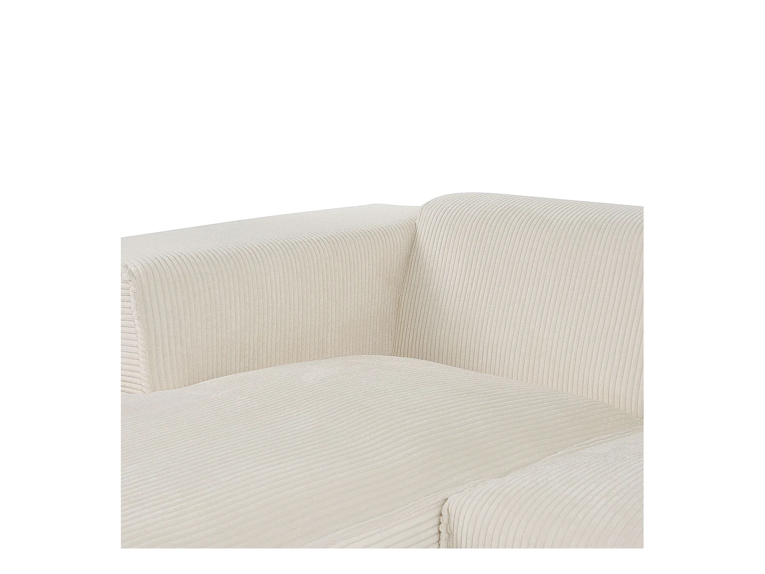 Canapé d'angle 3 places DOLVA Velours côtelé Blanc cassé Côté droit