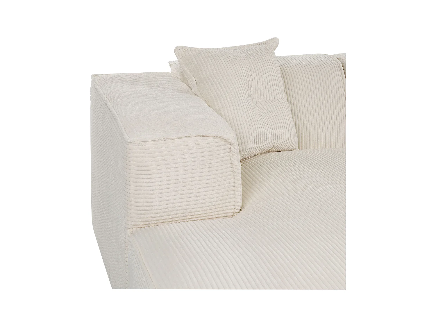 Canapé d'angle 3 places DOLVA Velours côtelé Blanc cassé Côté droit