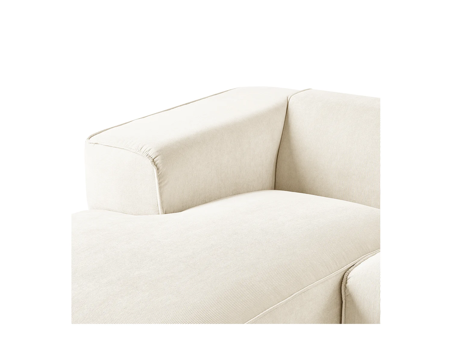 Canapé d'angle 3 places DOLVA Velours côtelé Blanc cassé Côté droit