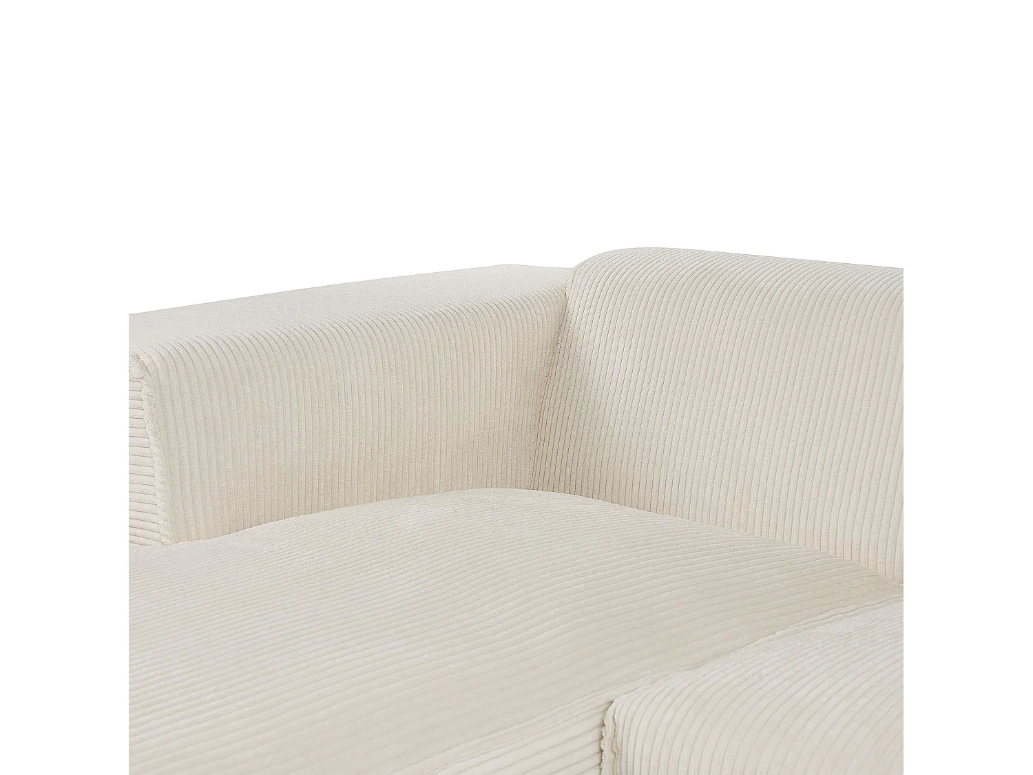 Ecksofa DOLVA Cord Cremeweiss 3-Sitzer rechtsseitig