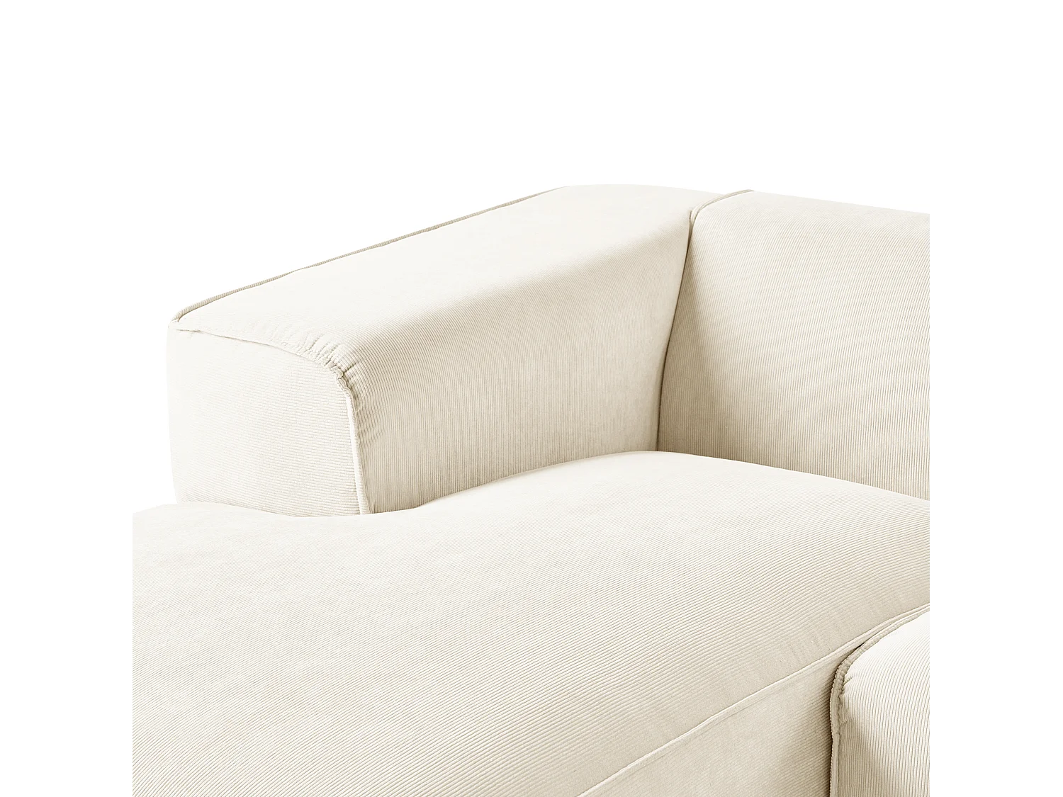Canapé d'angle 3 places DOLVA Velours côtelé Blanc cassé Côté droit