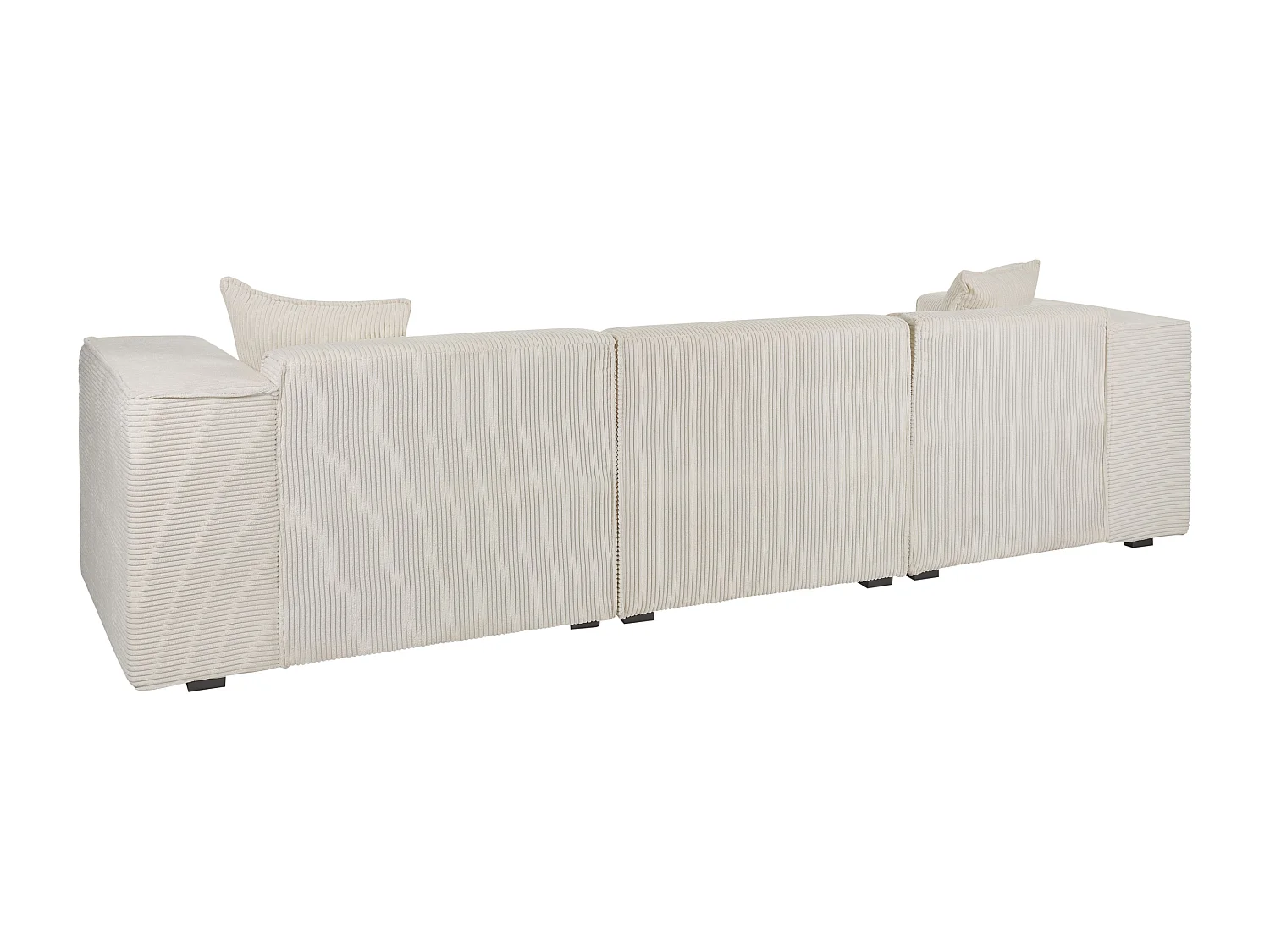 Canapé d'angle DOLVA Velours côtelé Blanc cassé 3 places Côté droit