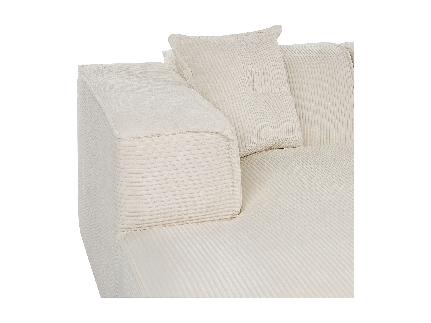 Canapé d'angle DOLVA Velours côtelé Blanc cassé 3 places Côté droit