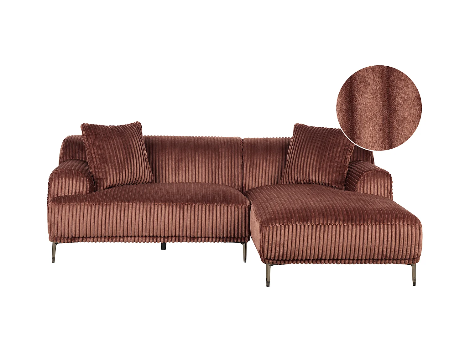 Canapé d'Angle à droite en Velours Côtelé 3 Places Marron Stenum