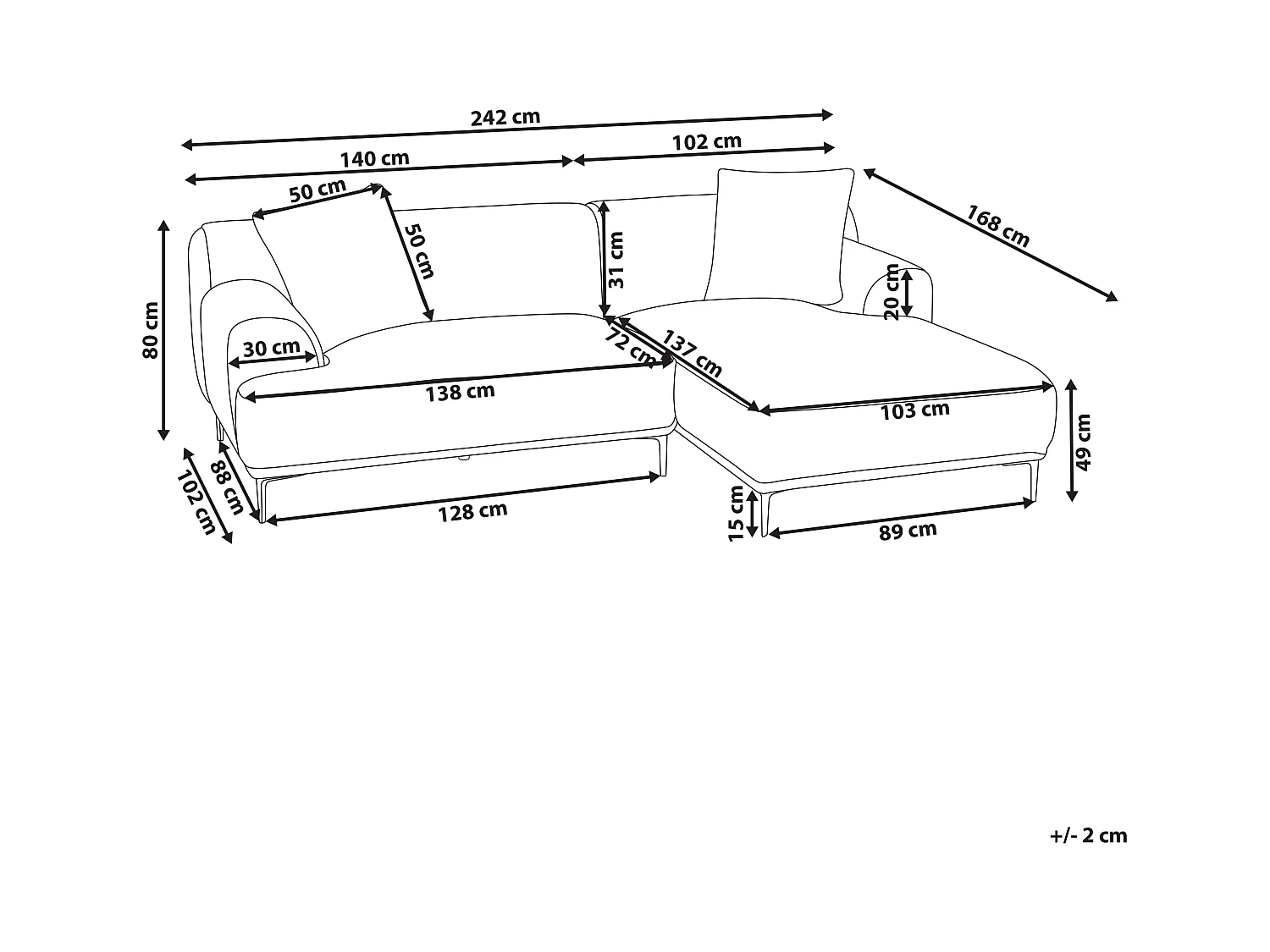 Canapé d'Angle à droite en Velours Côtelé 3 Places Marron Stenum