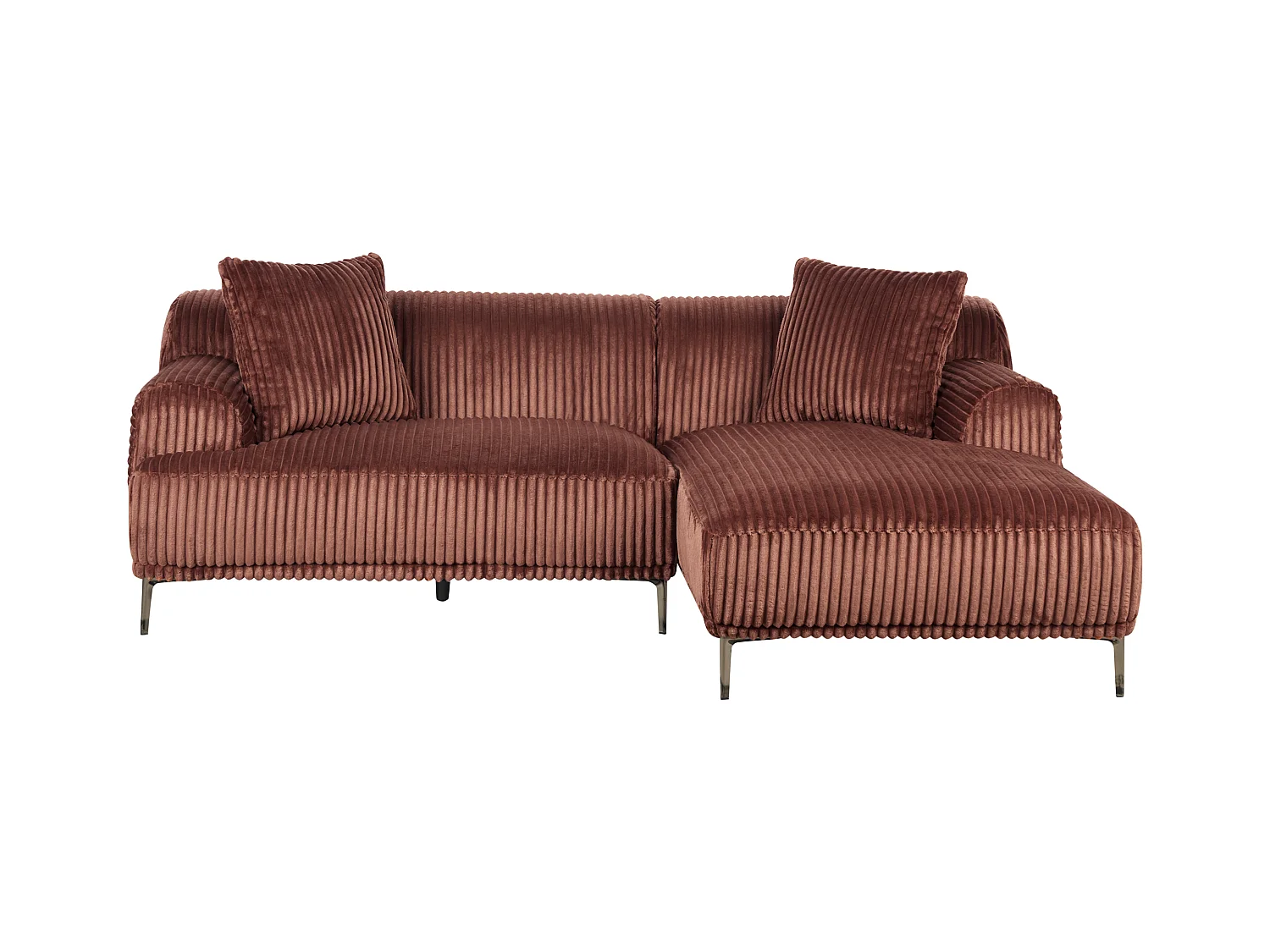Canapé d'Angle à droite en Velours Côtelé 3 Places Marron Stenum