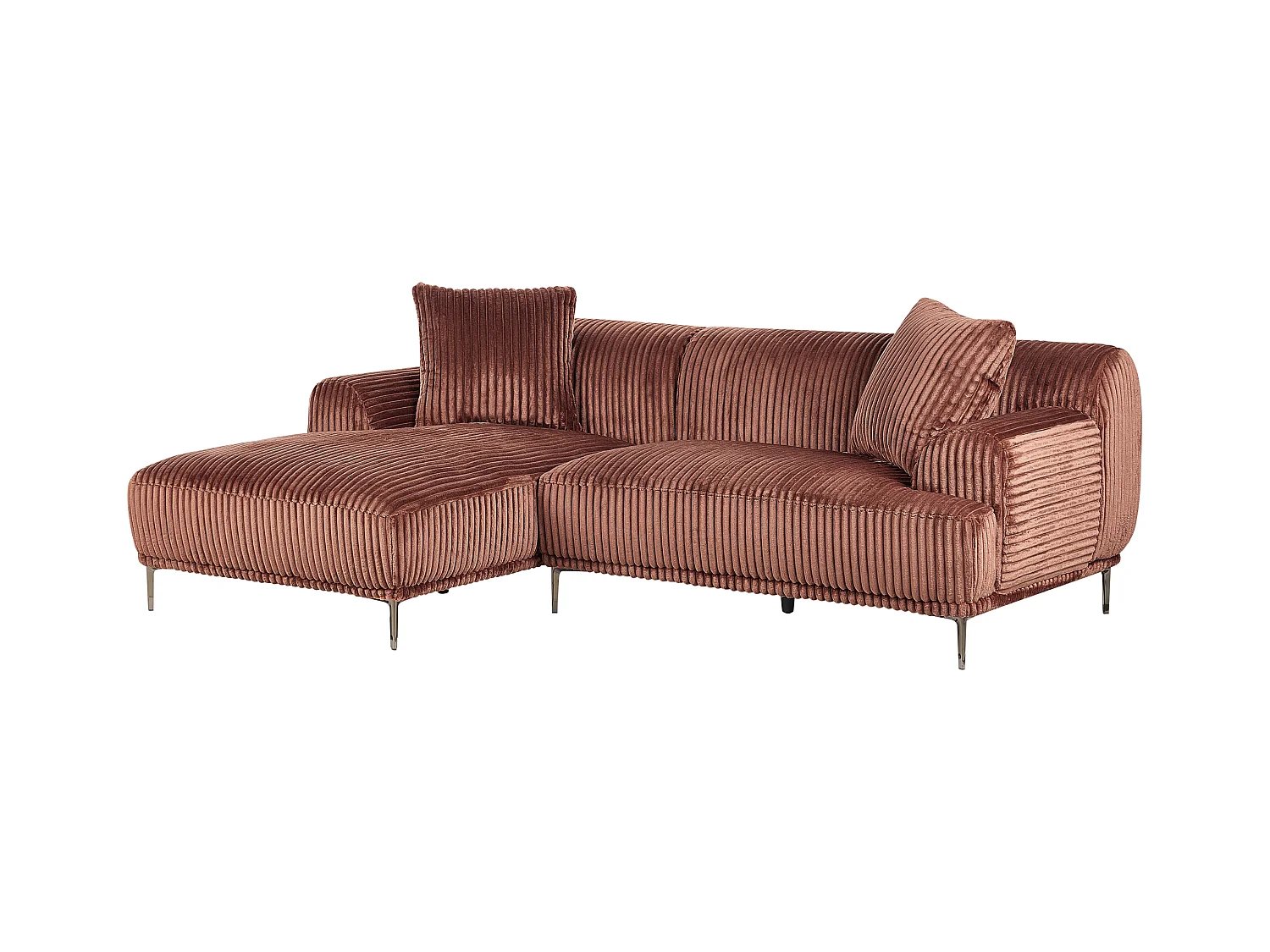 Canapé d'Angle à droite en Velours Côtelé 3 Places Marron Stenum