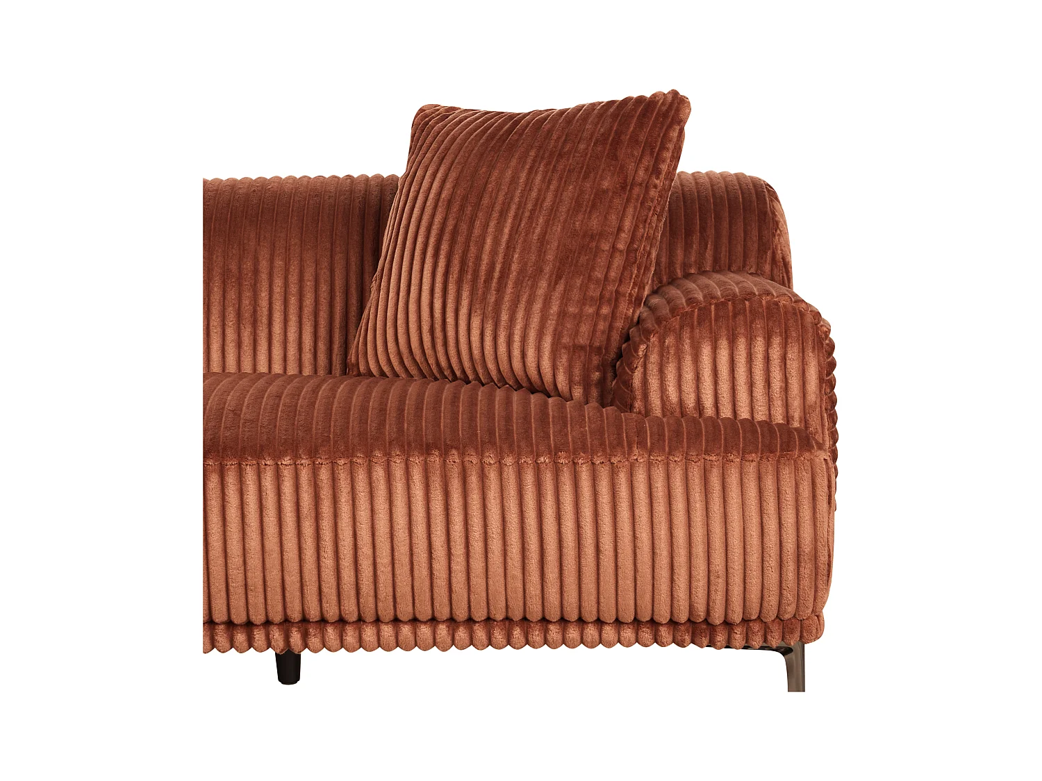 Canapé d'Angle à droite en Velours Côtelé 3 Places Marron Stenum