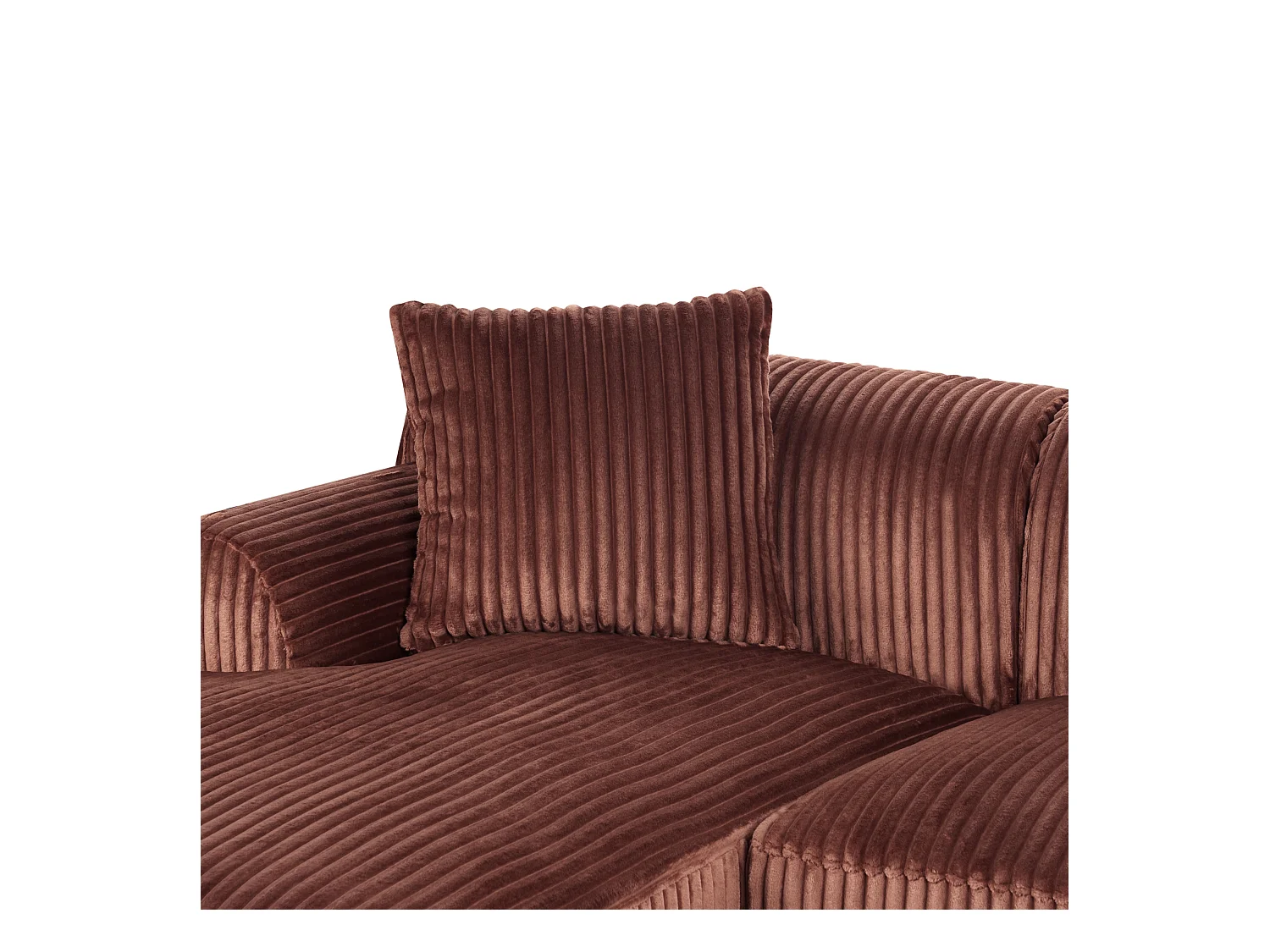 Canapé d'Angle à droite en Velours Côtelé 3 Places Marron Stenum