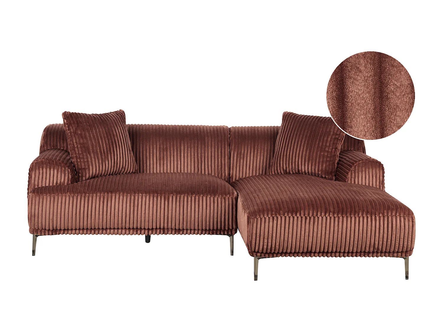 Ecksofa STENUM Cord Braun linksseitig