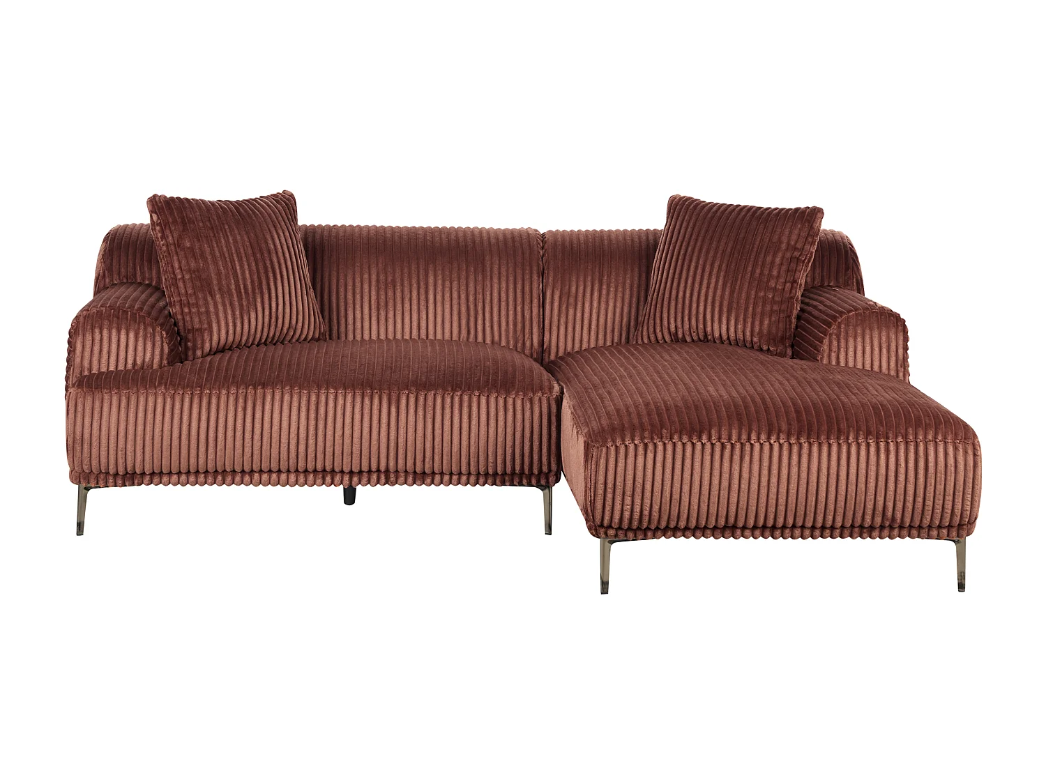 Ecksofa STENUM Cord Braun linksseitig