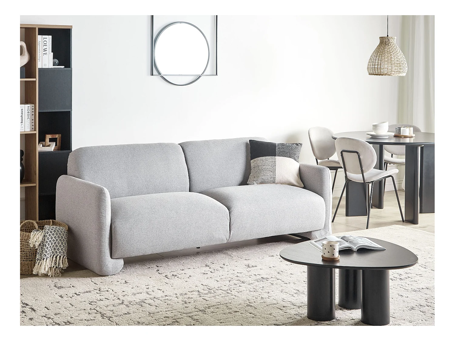 Sofá SALAND Tela Gris 3 plazas