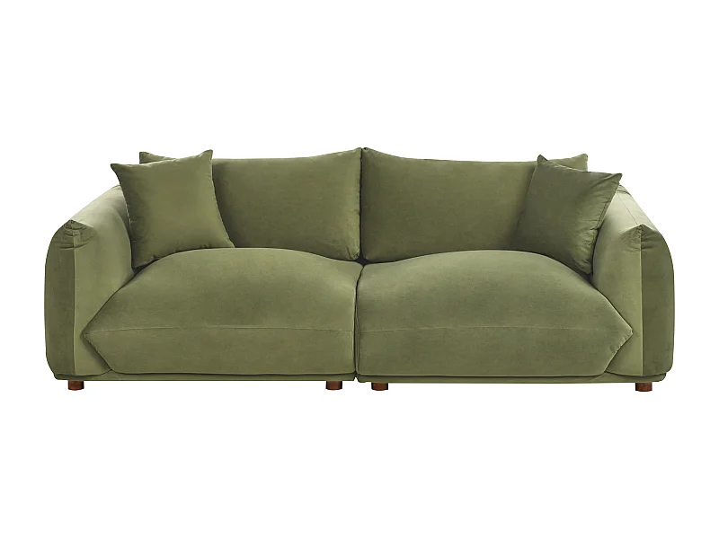 Sofa LUVOS Samtstoff Grün 3-Sitzer