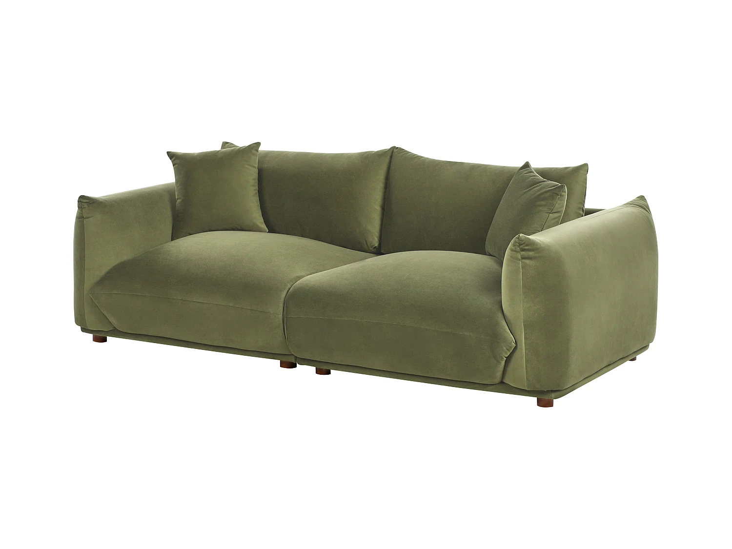 Sofa LUVOS Samtstoff Grün 3-Sitzer