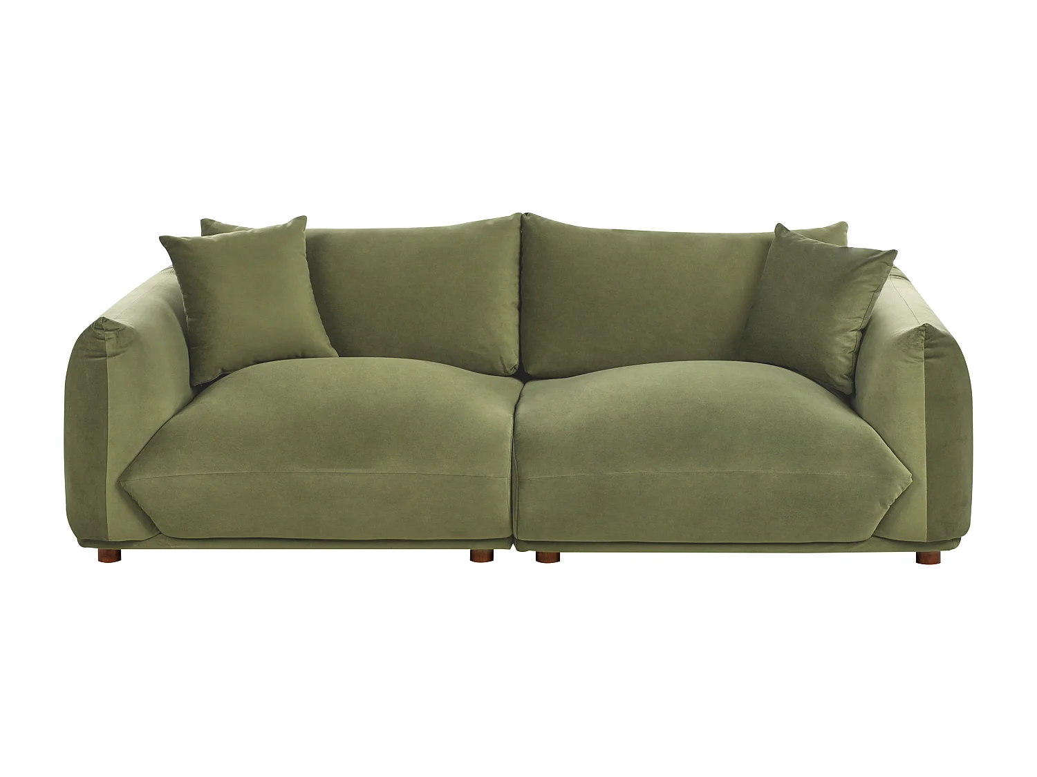 Sofa LUVOS Samtstoff Grün 3-Sitzer