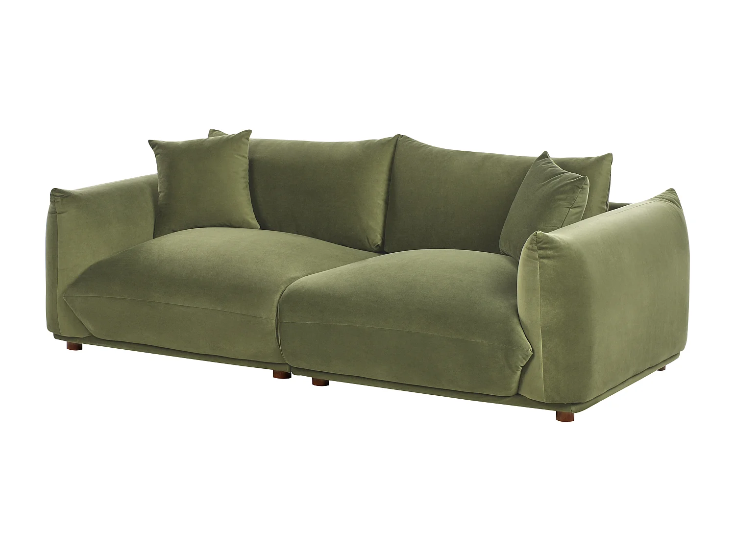 Sofa LUVOS Samtstoff Grün 3-Sitzer
