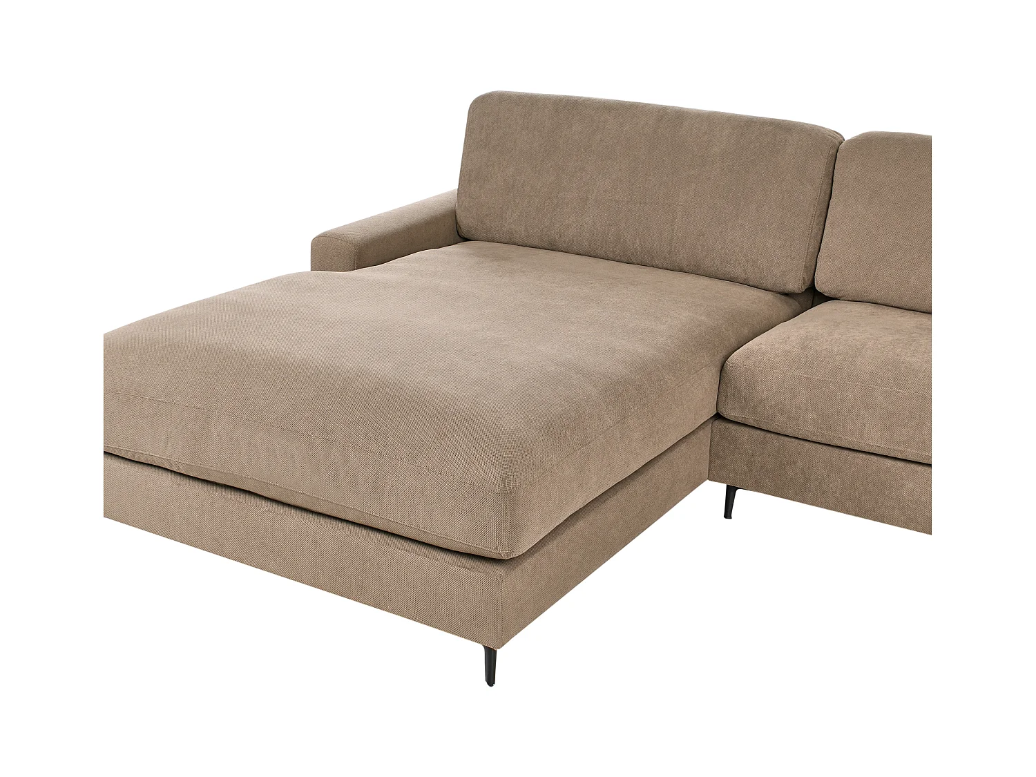Canapé d'angle 3 places MALOY Tissu Marron Côté droit