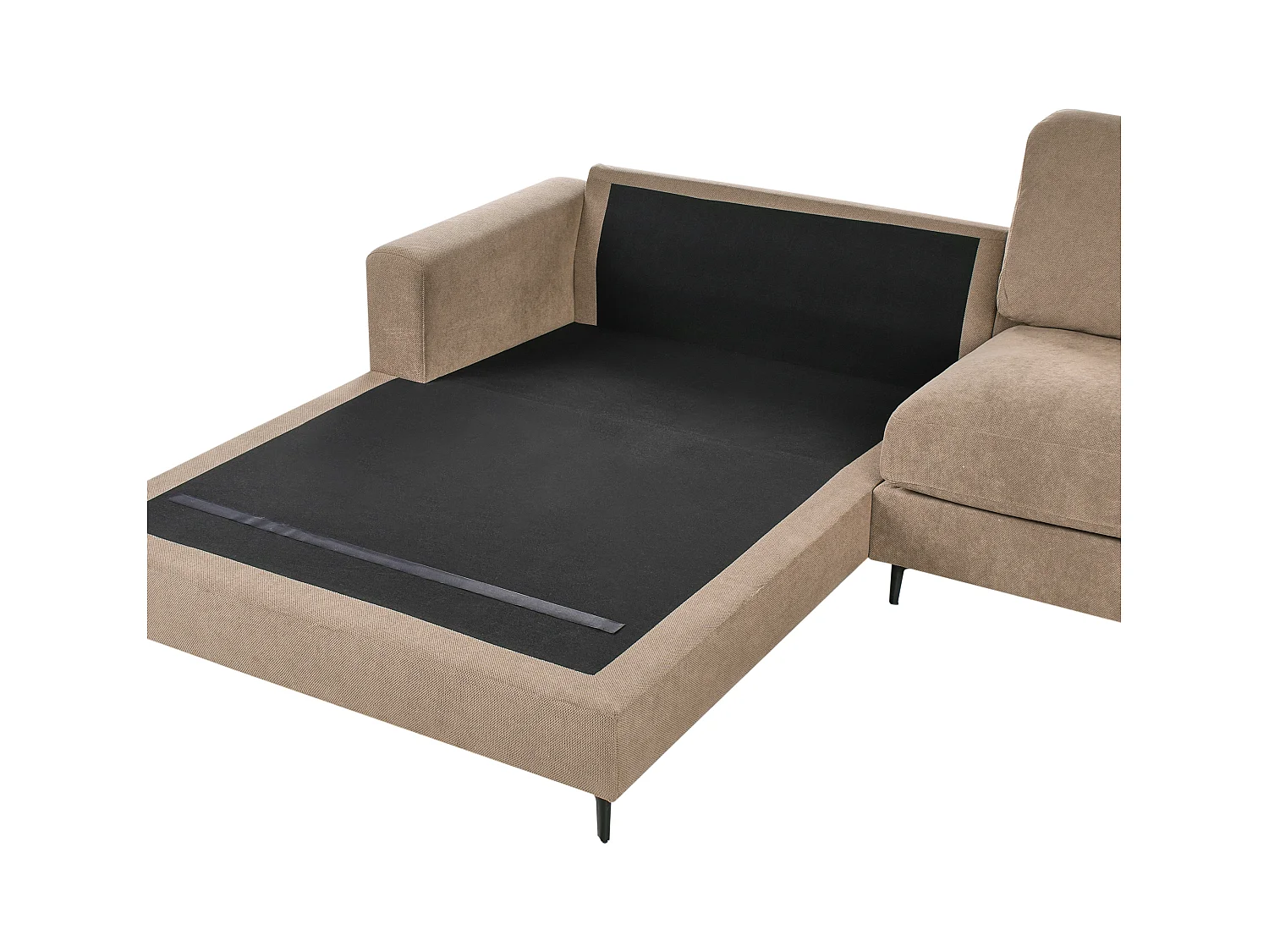 Canapé d'angle 3 places MALOY Tissu Marron Côté droit