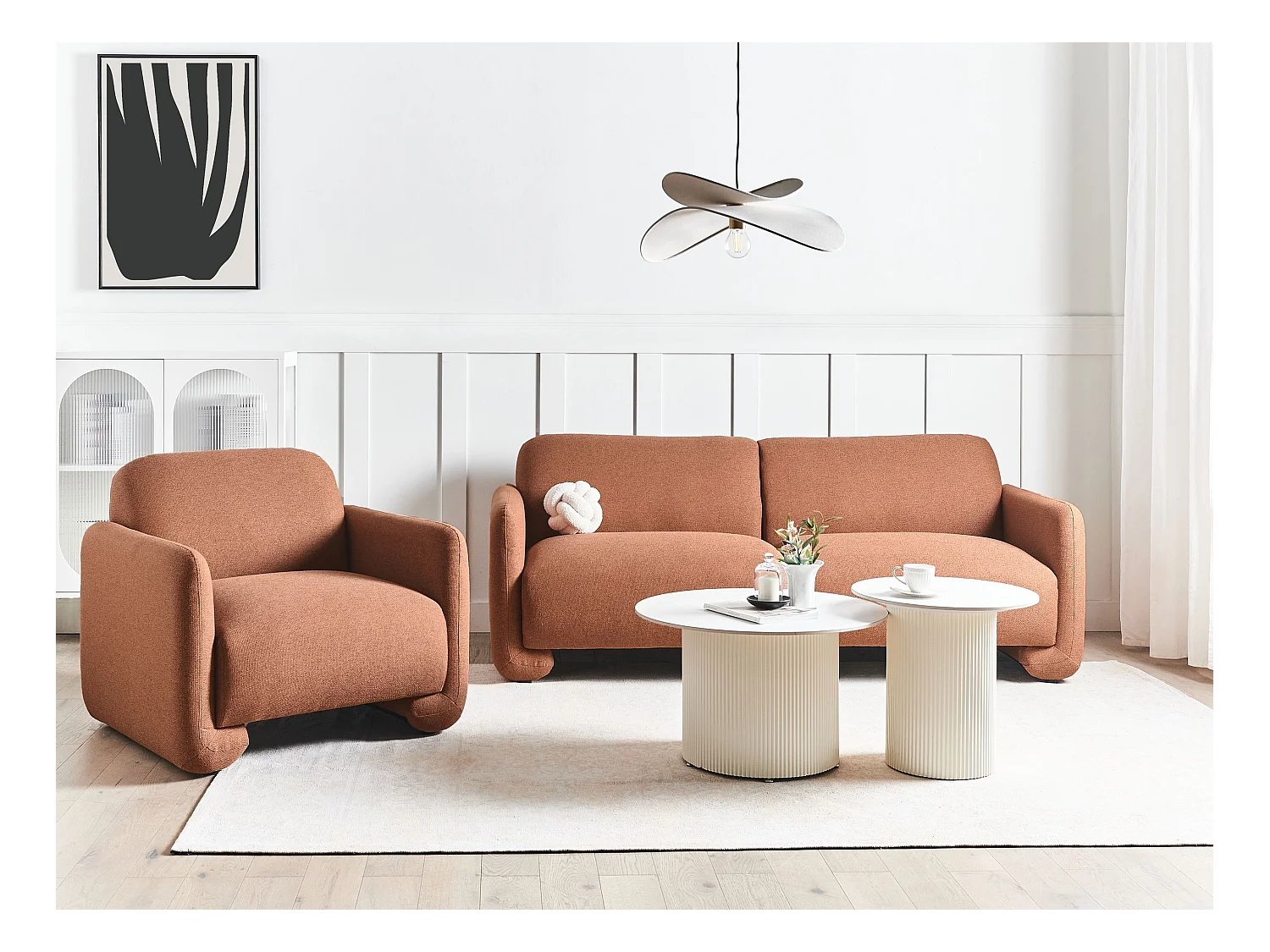 Canapé 3 places SALAND Tissu Marron doré