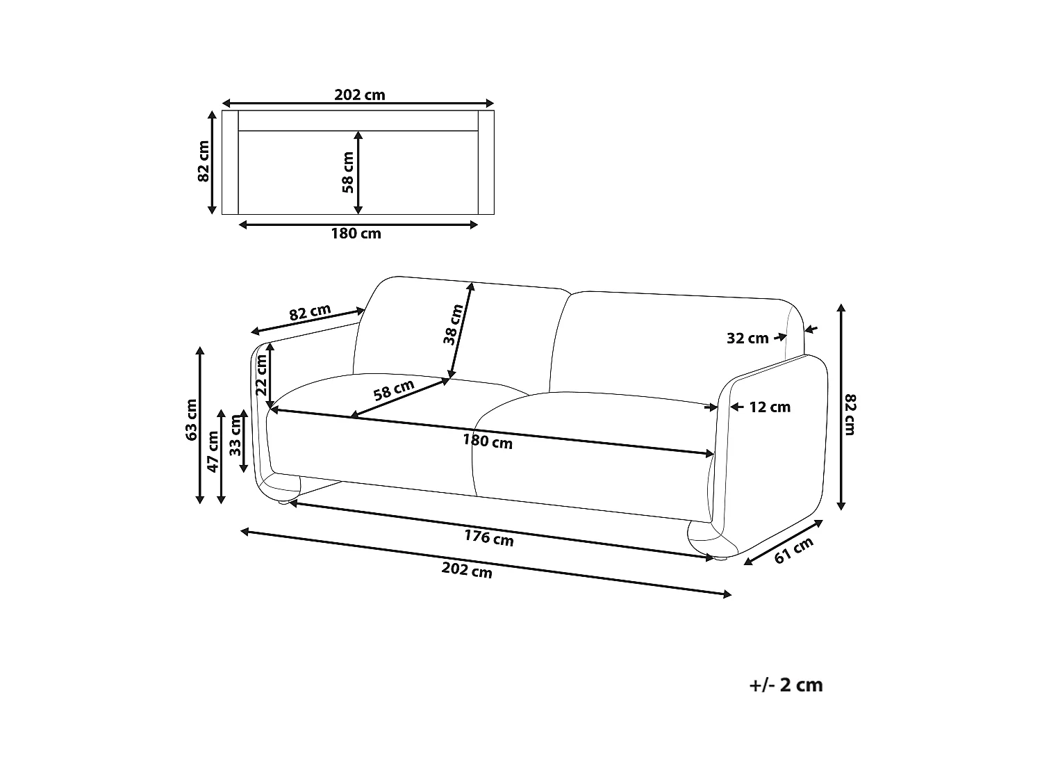 Canapé 3 places SALAND Tissu Marron doré