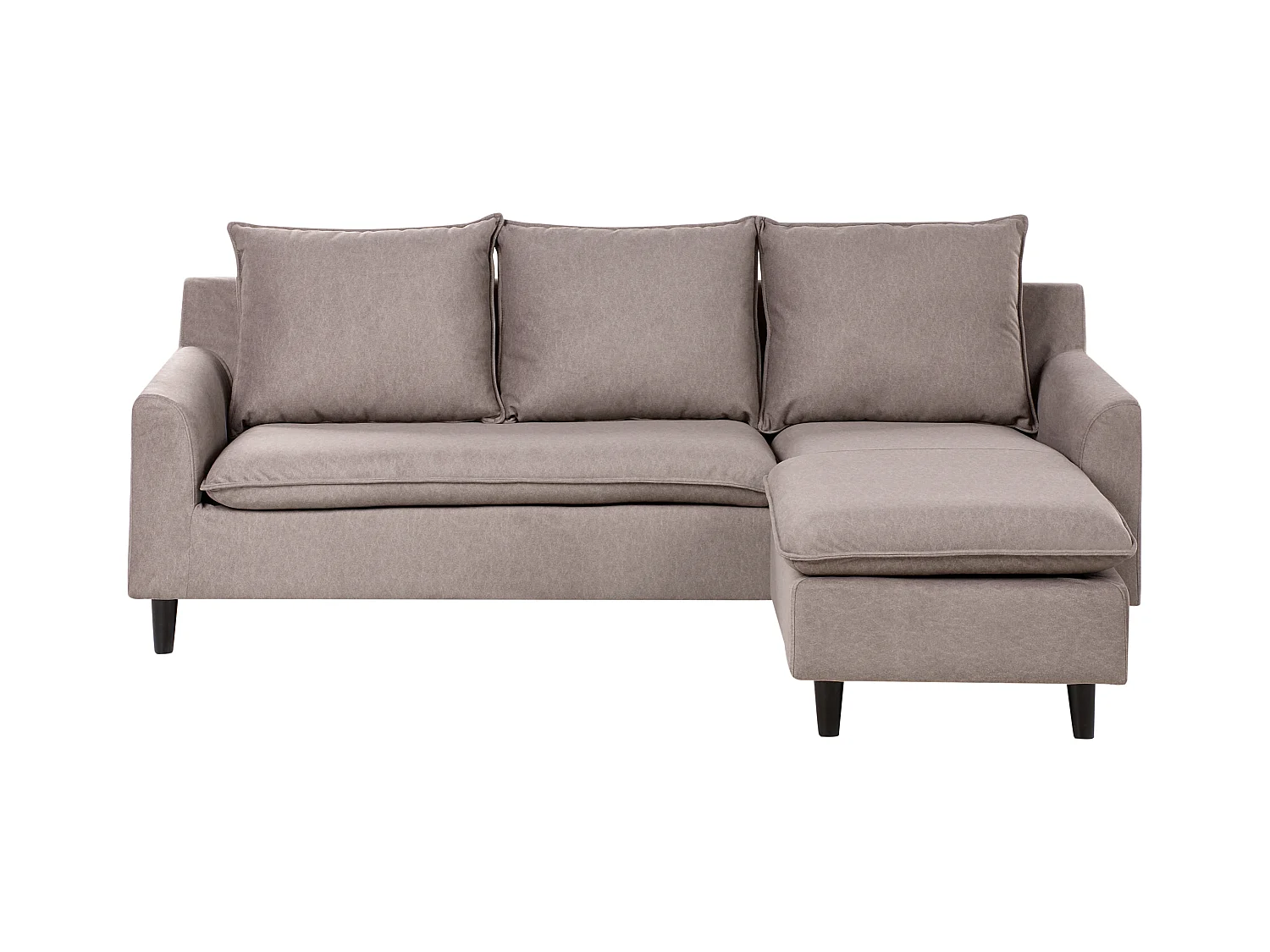 Canapé d'Angle à droite Moderne en Tissu avec Pieds en Bois Massif Polyester Taupe Elvenes