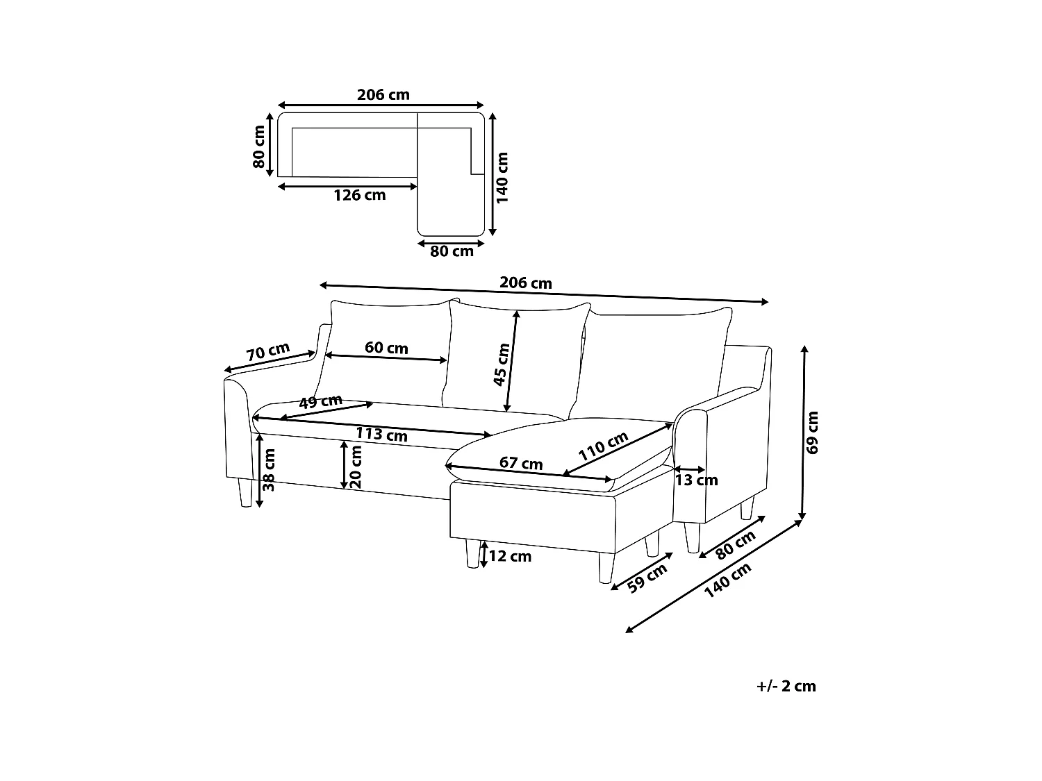 Canapé d'Angle à droite Moderne en Tissu avec Pieds en Bois Massif Polyester Taupe Elvenes