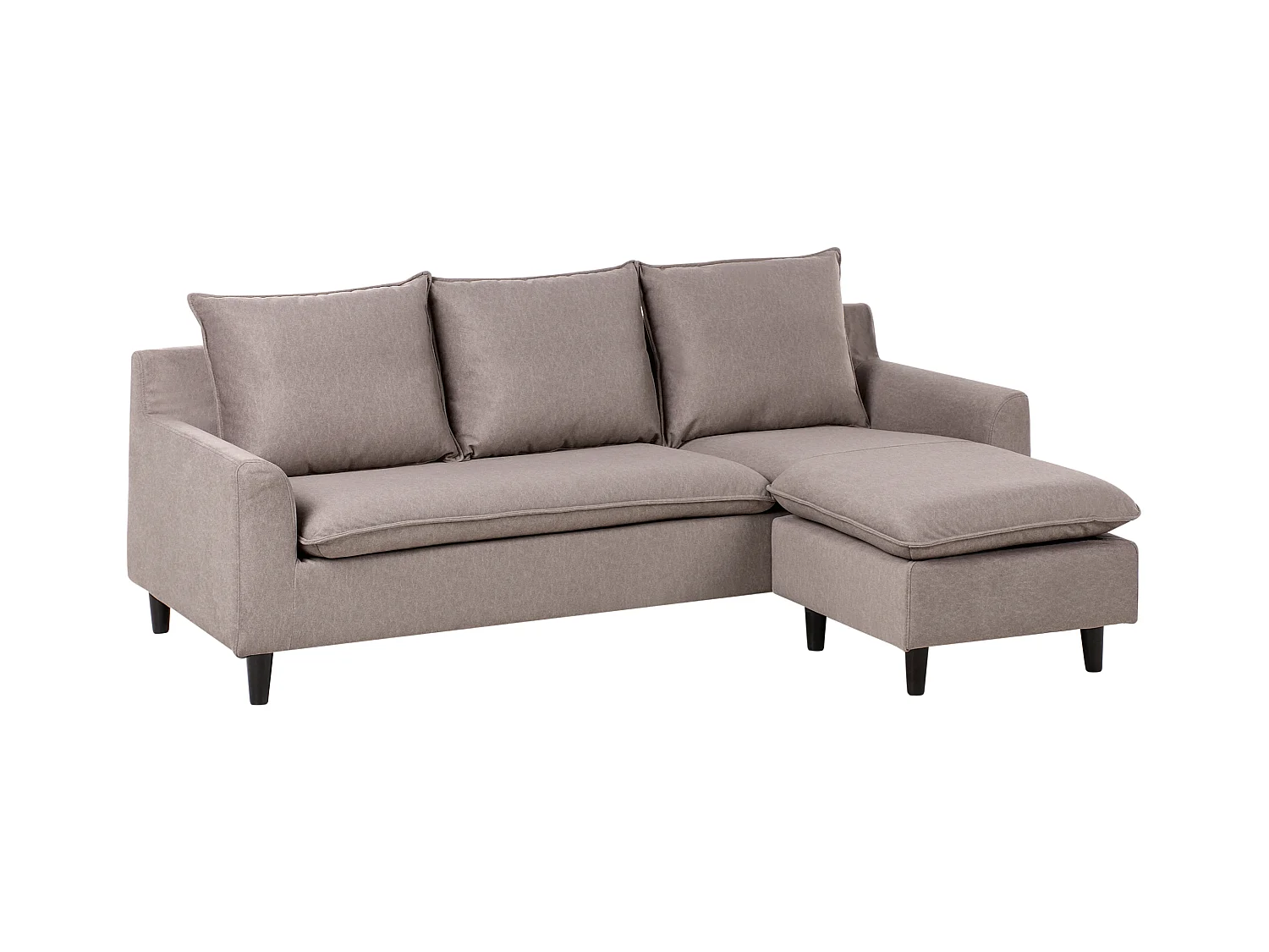 Canapé d'Angle à droite Moderne en Tissu avec Pieds en Bois Massif Polyester Taupe Elvenes