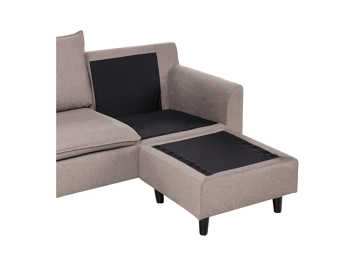 Canapé d'Angle à droite Moderne en Tissu avec Pieds en Bois Massif Polyester Taupe Elvenes