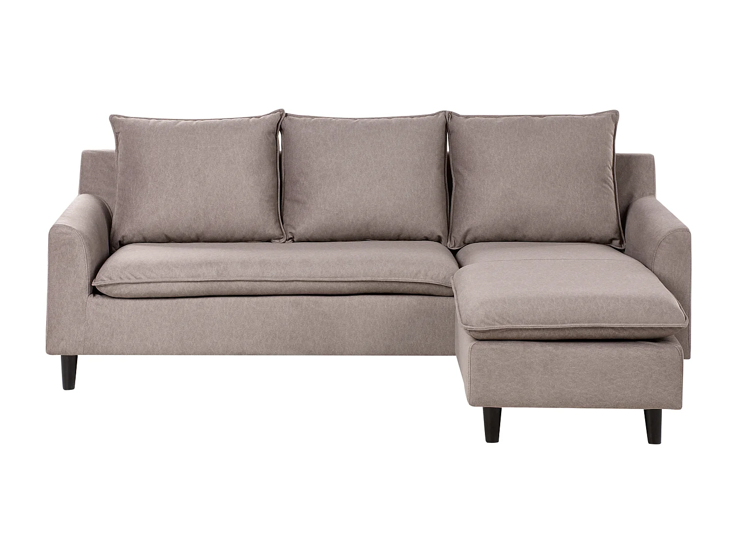 Canapé d'Angle à Gauche Moderne en Tissu avec Pieds en Bois Massif Polyester Taupe Elvenes