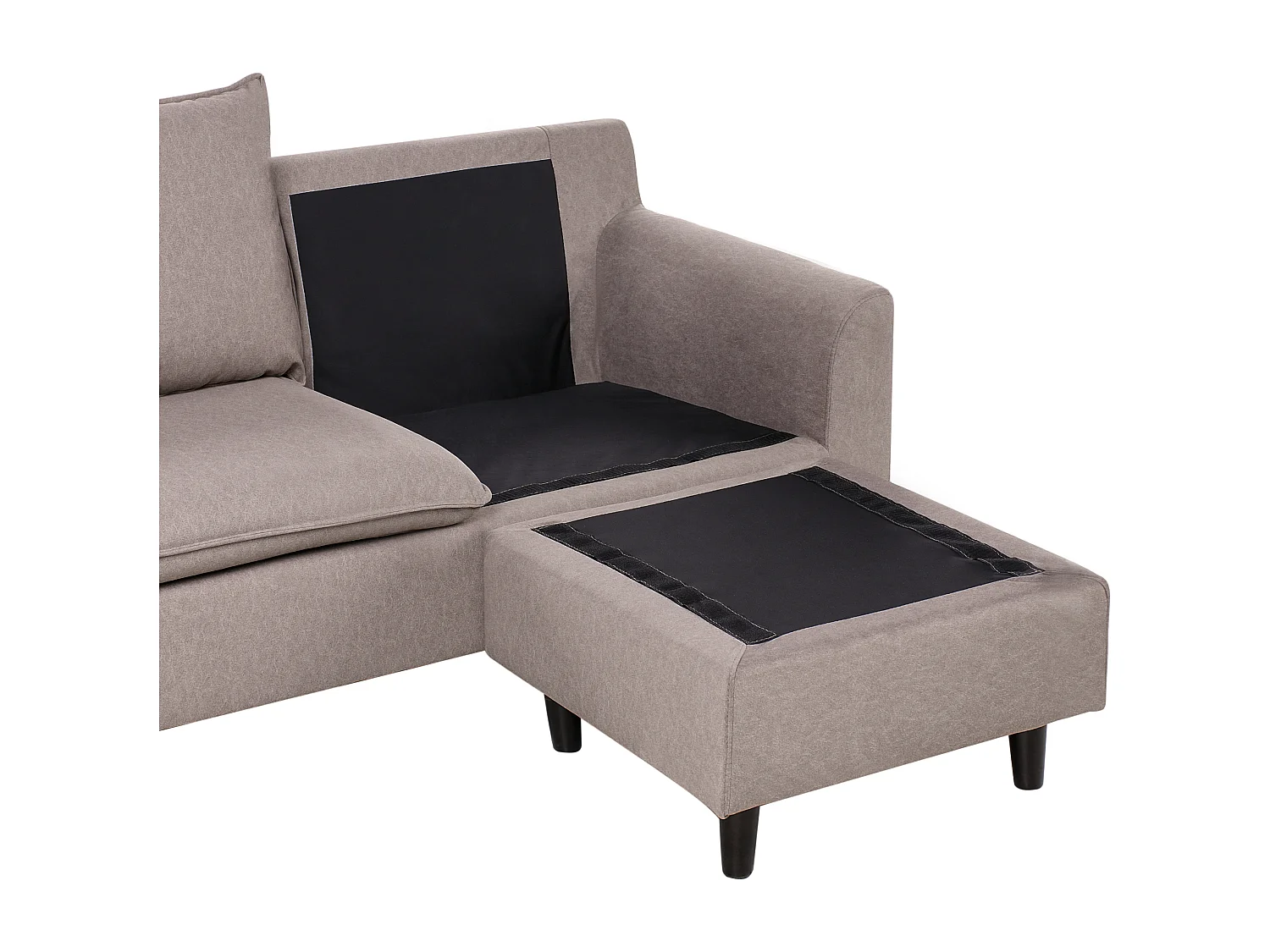 Canapé d'Angle à Gauche Moderne en Tissu avec Pieds en Bois Massif Polyester Taupe Elvenes