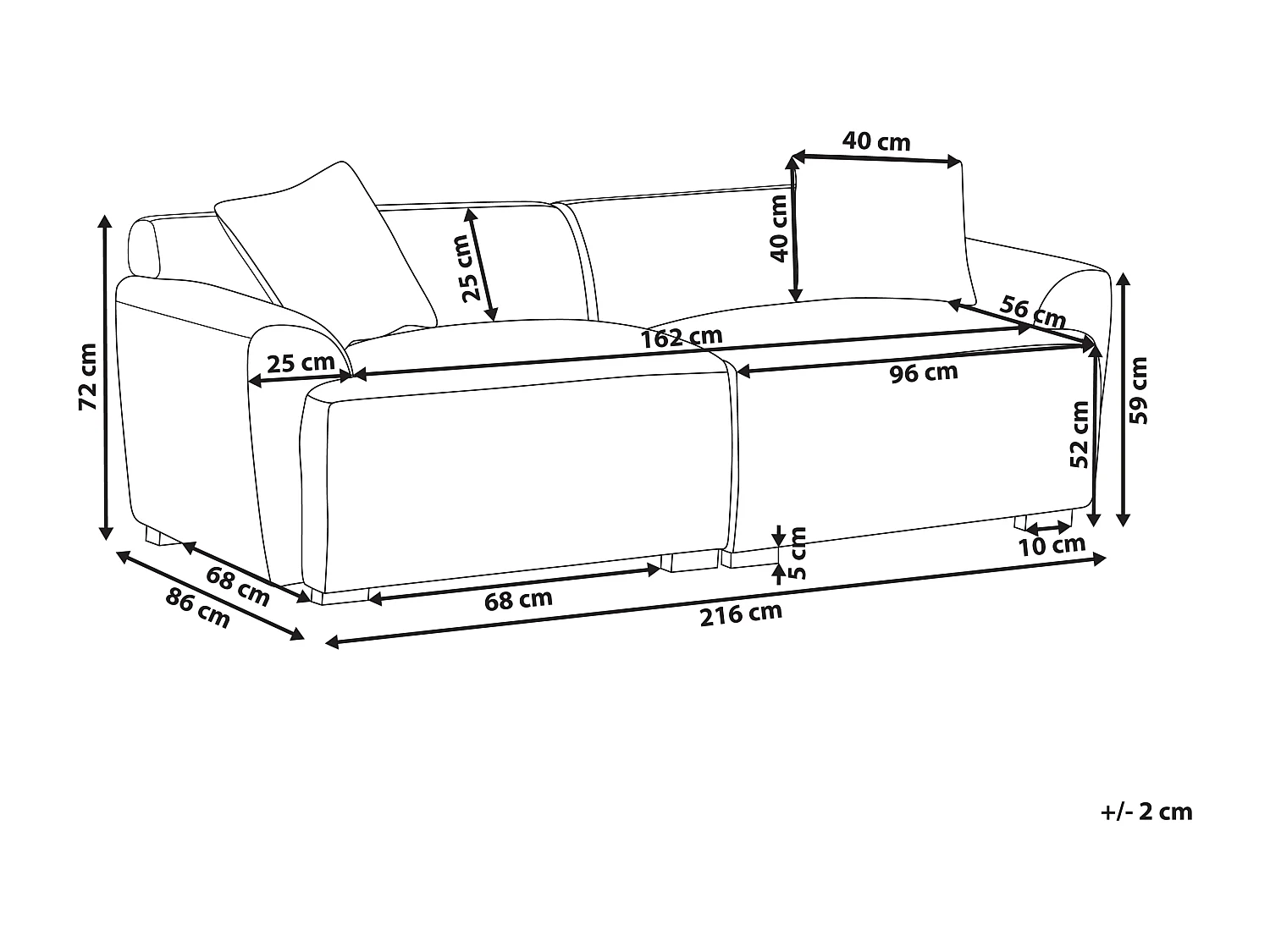 Sofa aus Stoff beige 3-Sitzer gepolstert mit Kissen modernes Design Korio