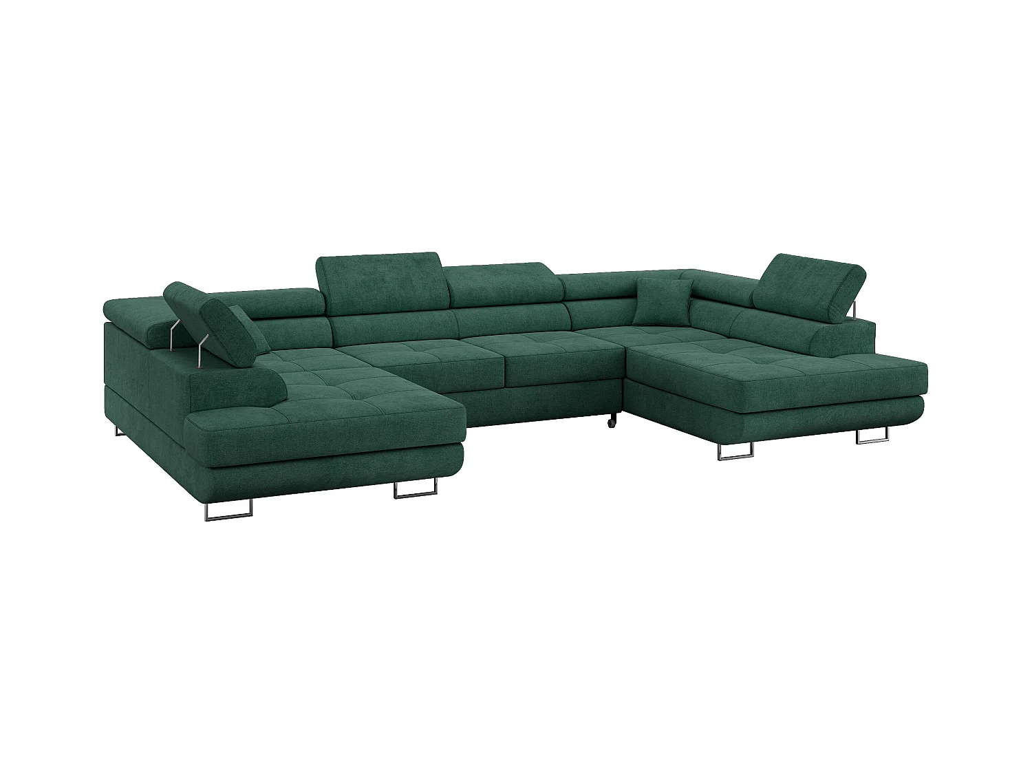 Ecksofa GUSTAW U, mit Schlaffunktion, Großes U-form ecksofa, XXL Wohnlandschaft, verstellbare Kopfstützen - Grün Strukture