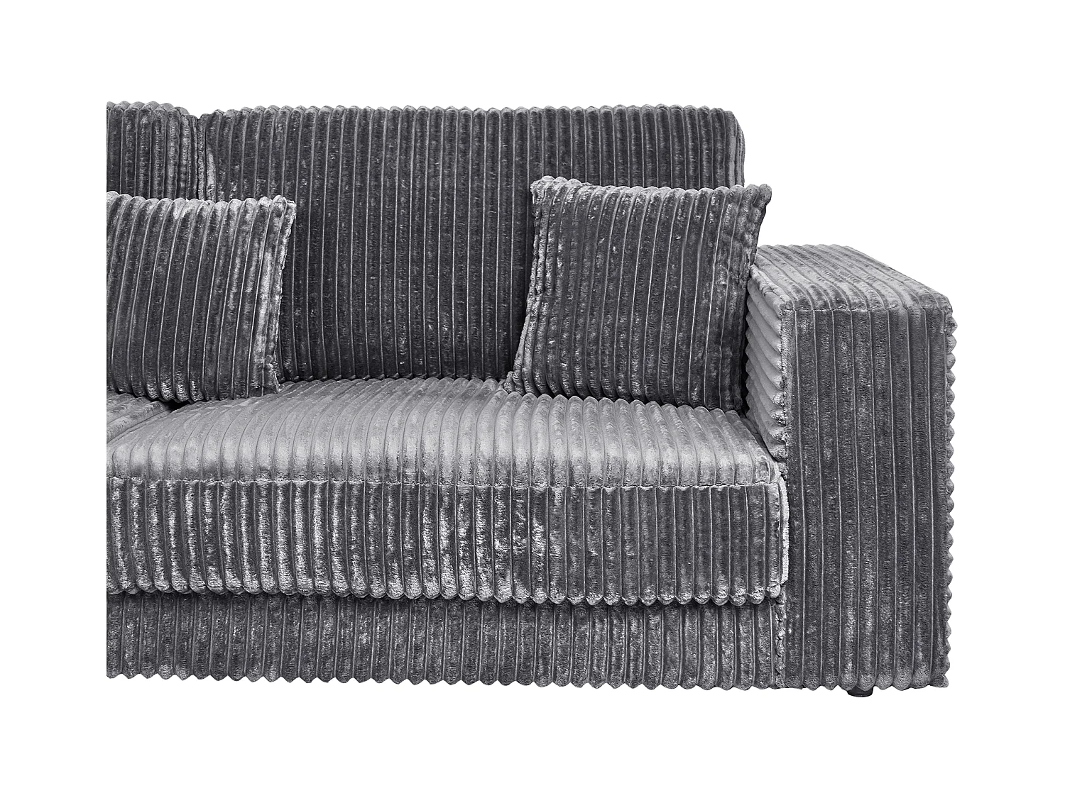 Canapé d'Angle à gauche 4 Places Minimaliste Velours Côtelé avec Coussins Supplémentaires Gris Foncé Lofoten